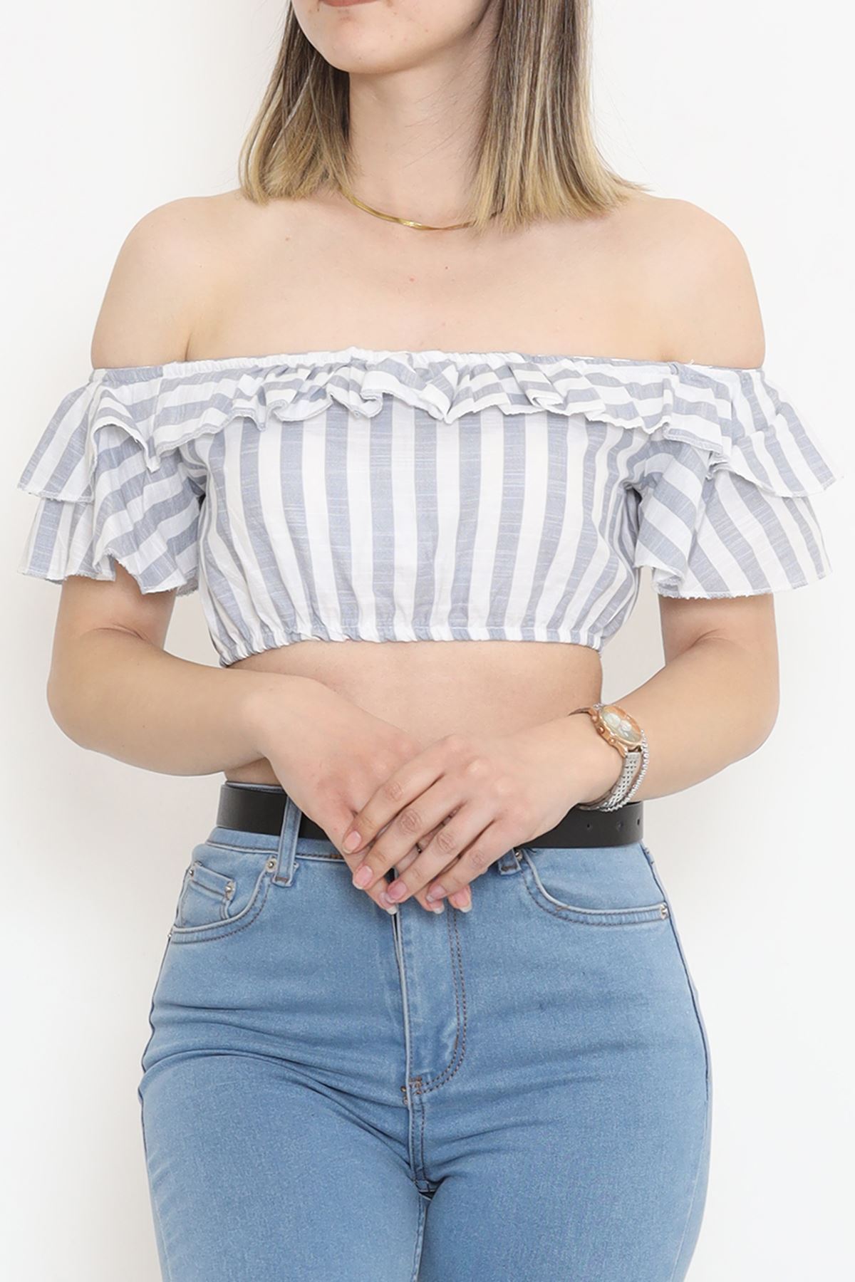 Striped Crop Blouse White-smoked - 18426.631.