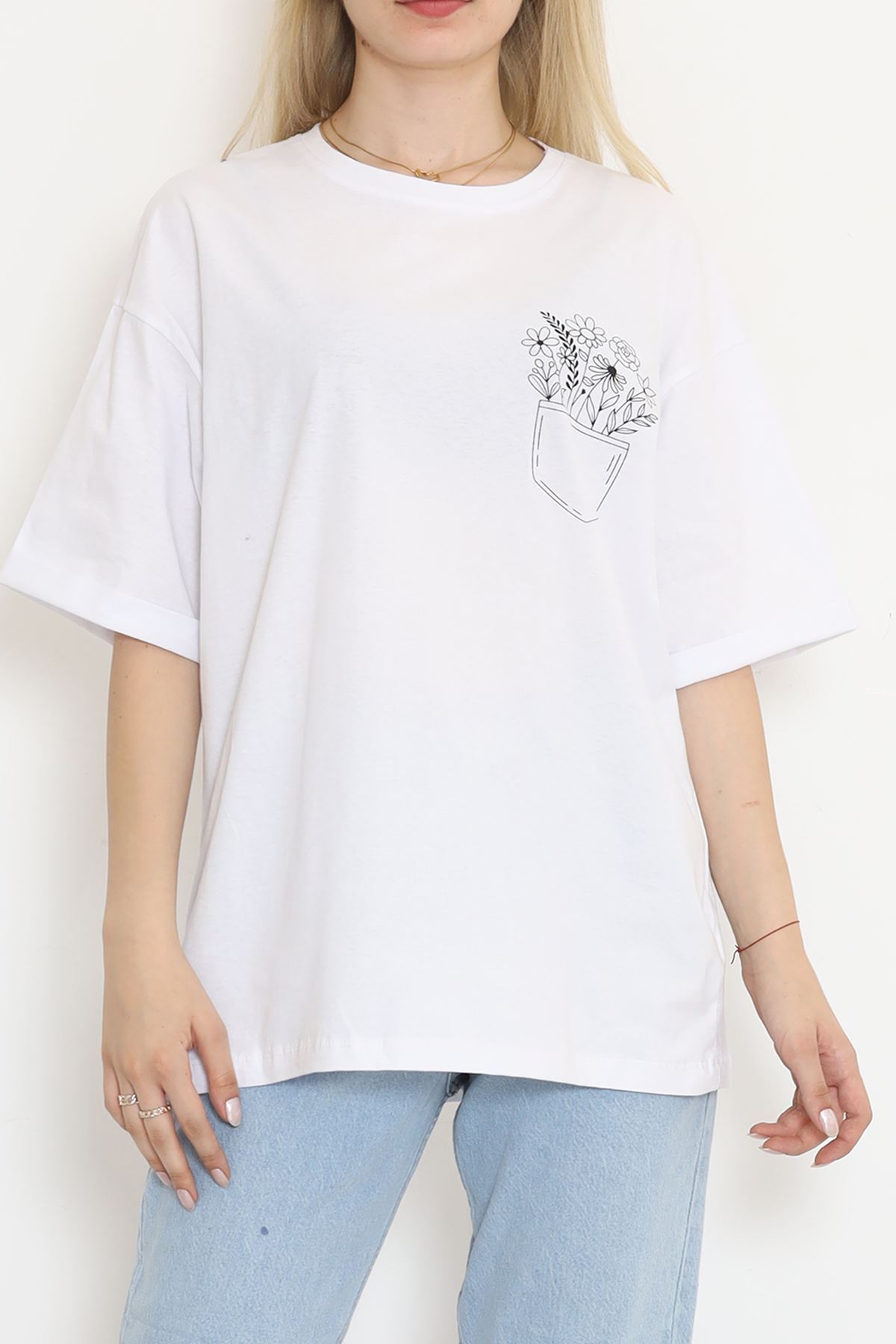 Printed Double Sleeve T-shirt White - 18283.1567.