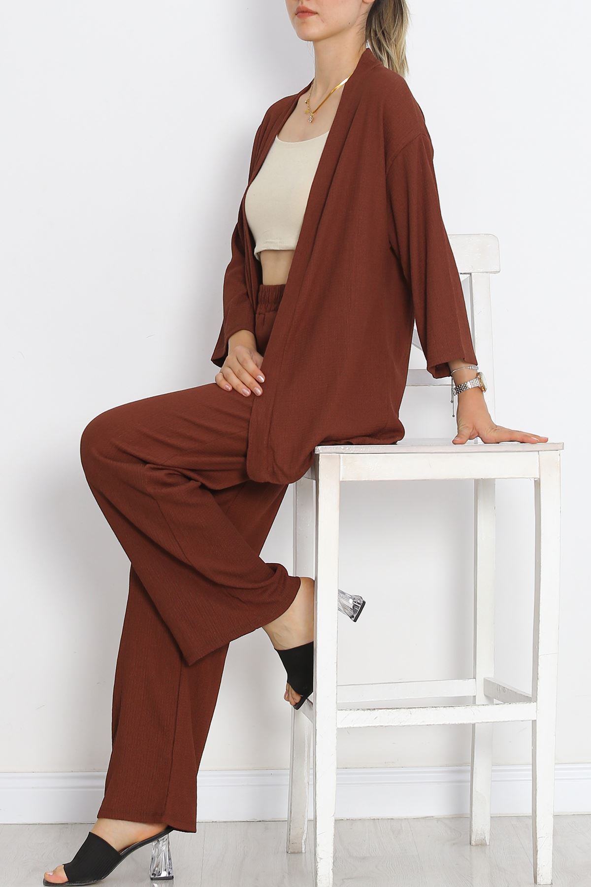 Long Kimono Suit Light Brown - 722.1247.