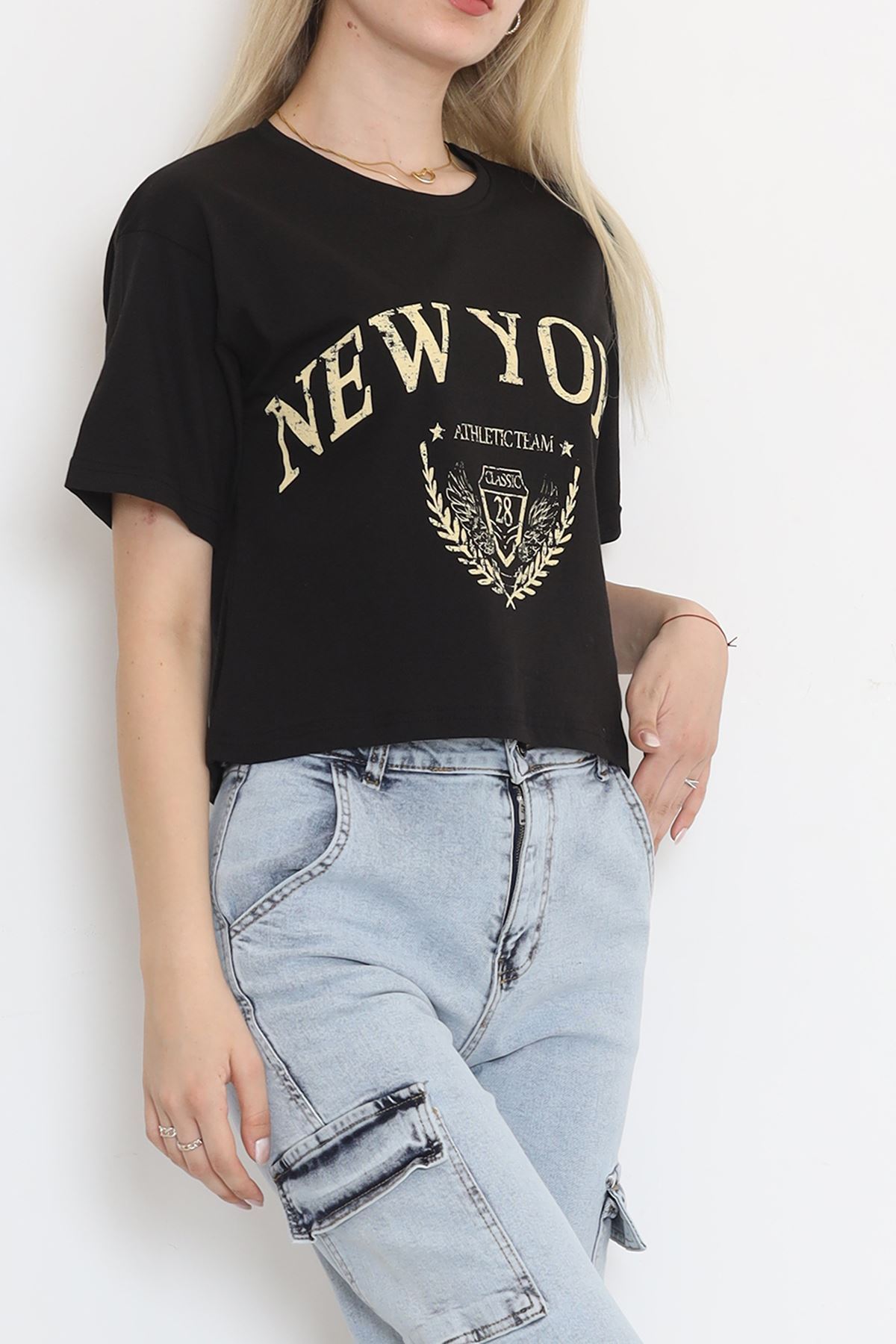 Printed Crop T-shirt Black - 16471.1567.