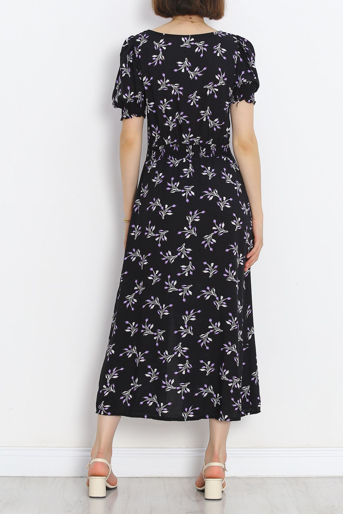 Kiss Neck Dress Black and Lilac - 696.1247.