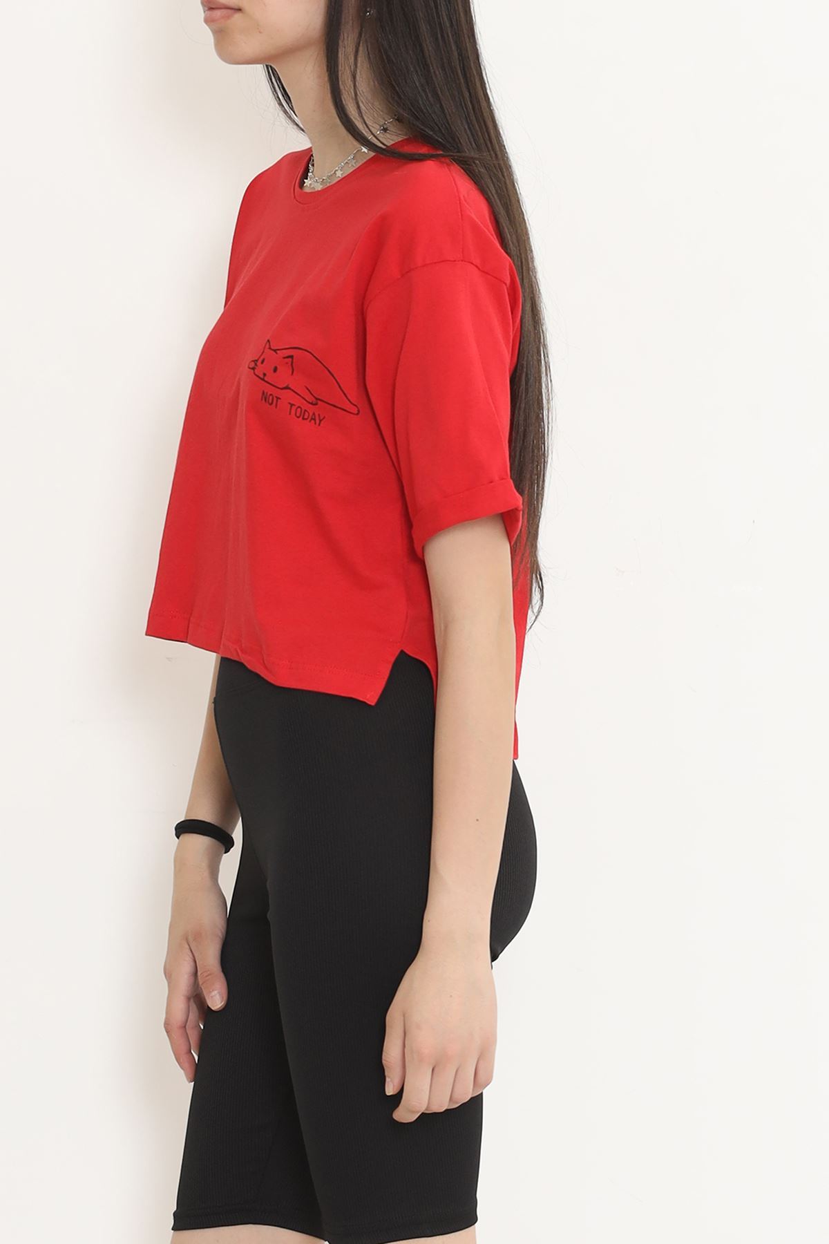 Double Sleeve Crop T-shirt Red - 18658.1567.