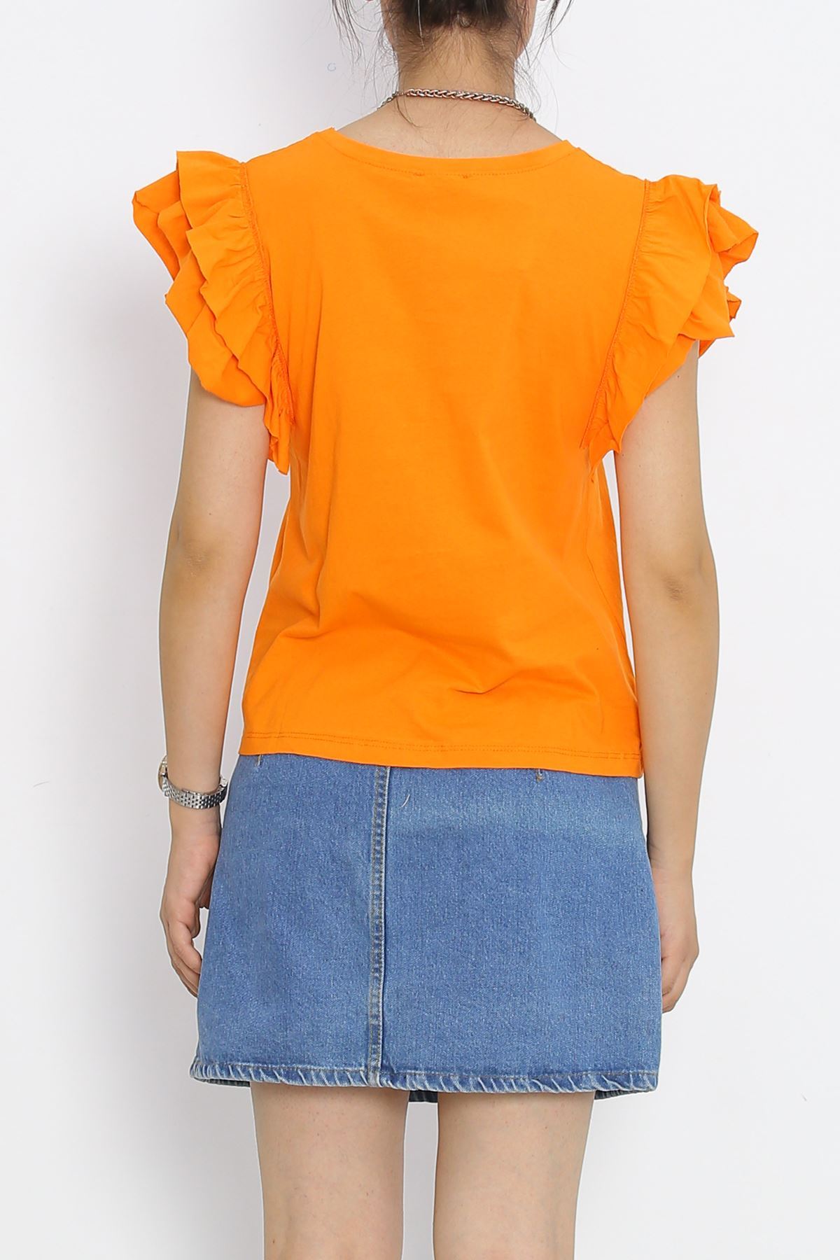 Ruffle Sleeve T-Shirt Orange - 15876.1567.