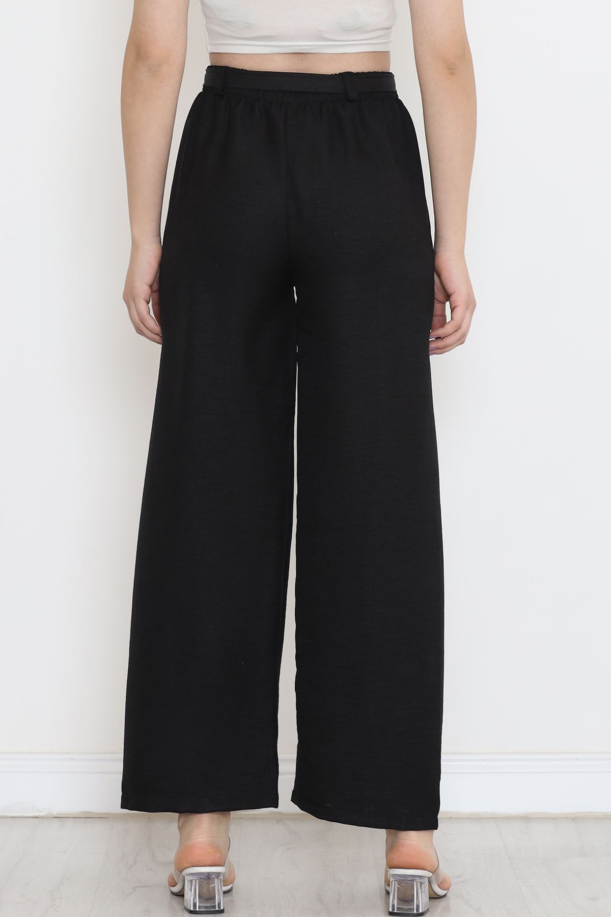 Waist Belted Linen Pants Black - 15265.1726.