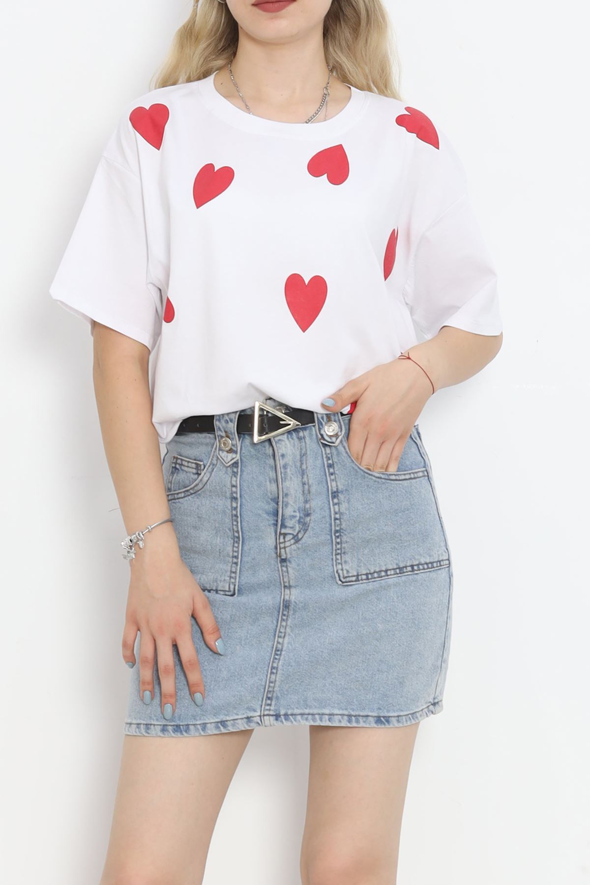 Heart Printed T-shirt White - 18861.1005.