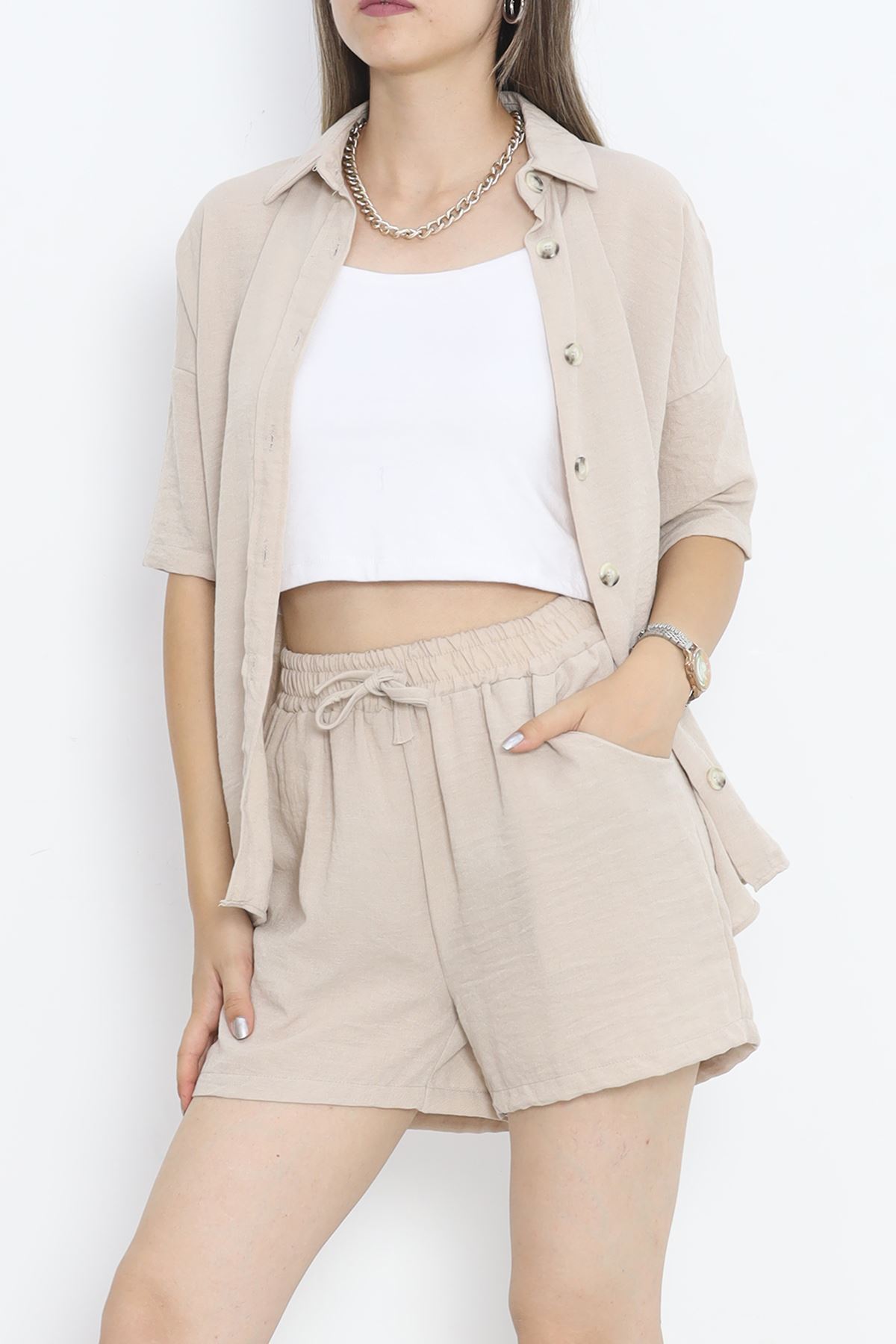 Linen Shorts Set Beige - 712.1247.