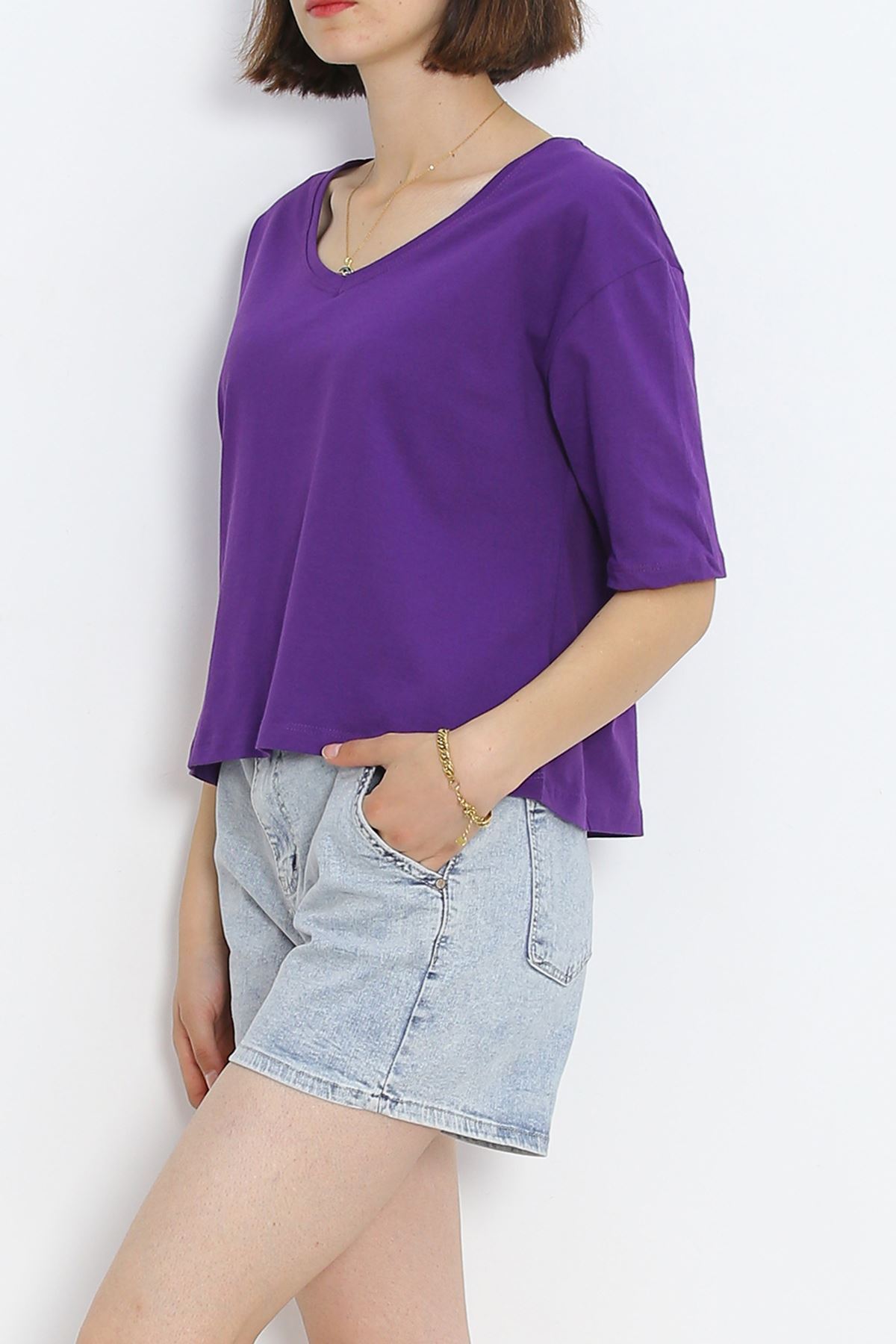 V-neck T-shirt Purple - 18912.1567.