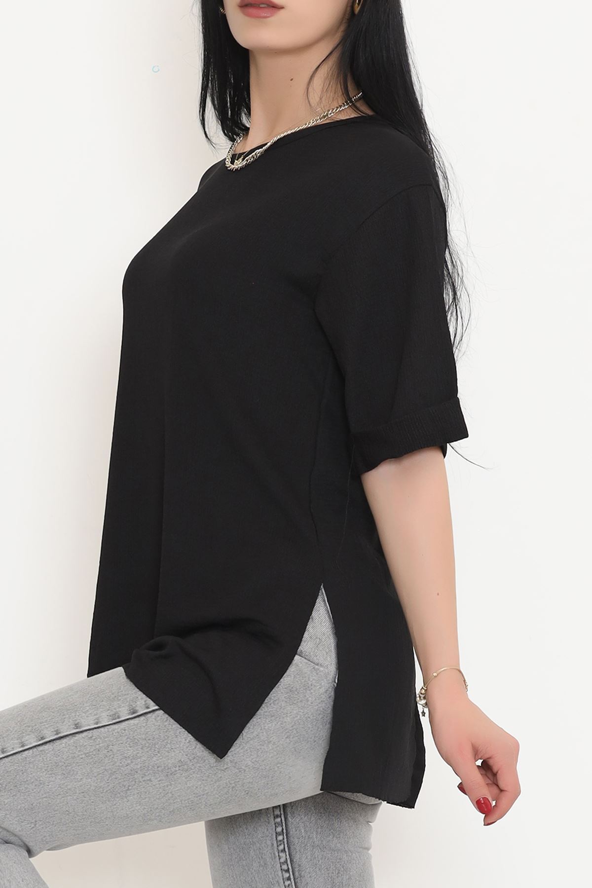 Short Sleeve Slit T-Shirt Black - 2499.555.