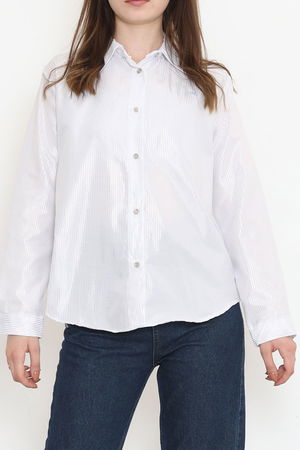 Striped Foil Shirt White-Silver - 973.1247.