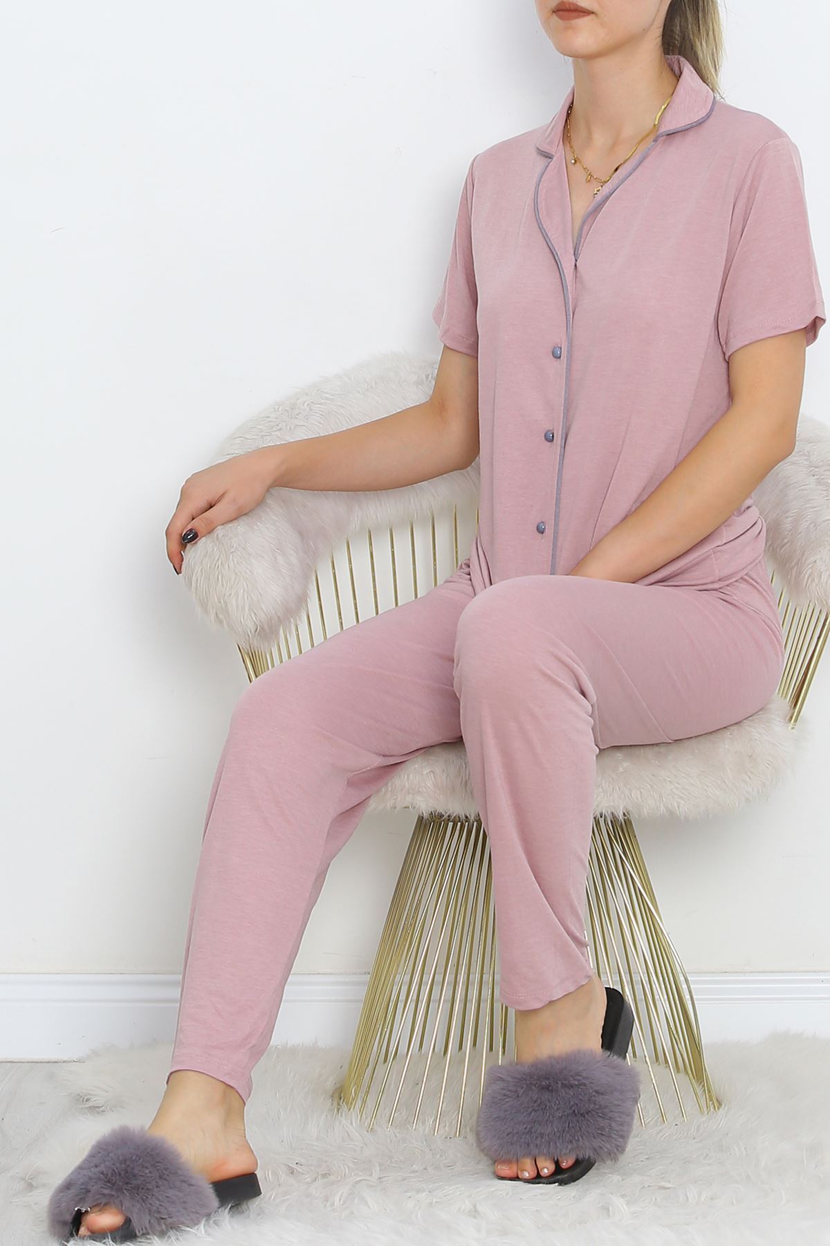 Short Sleeve Polyviscose Suit Rose - 707.1287.