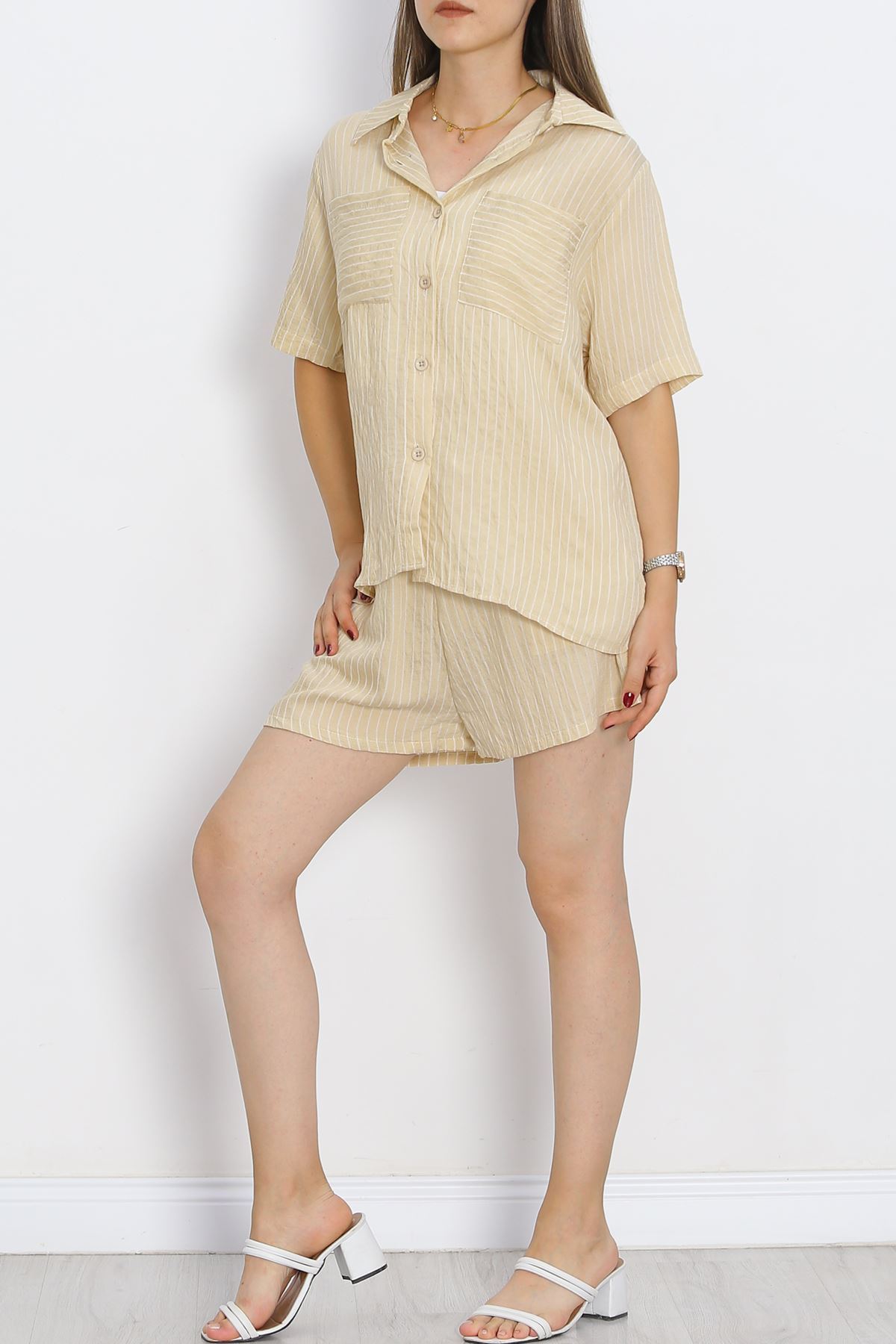 Oversize Shorts Set Beige - 18943.1247.