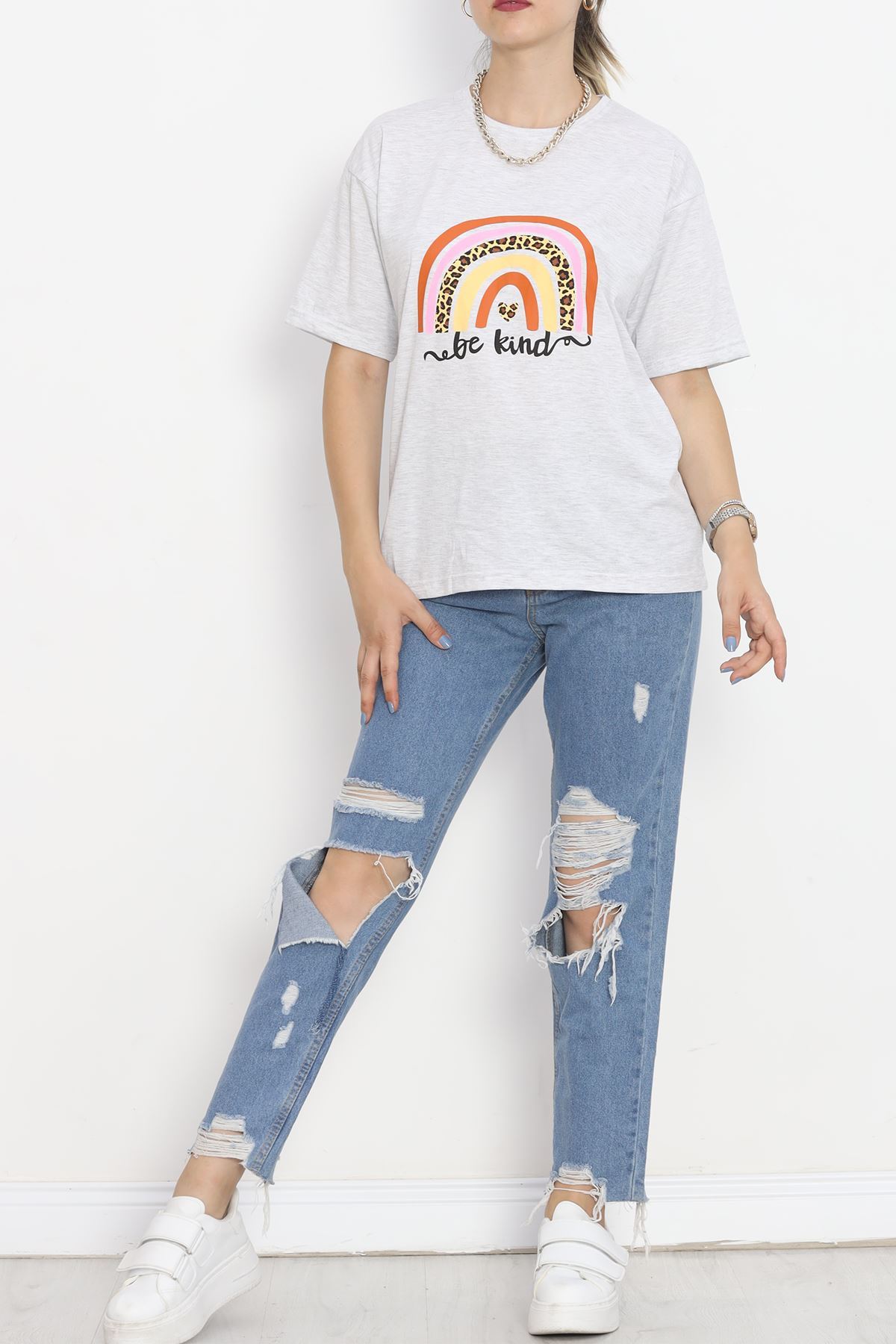 Printed Crew Neck T-Shirt Gray - 16522.1567.