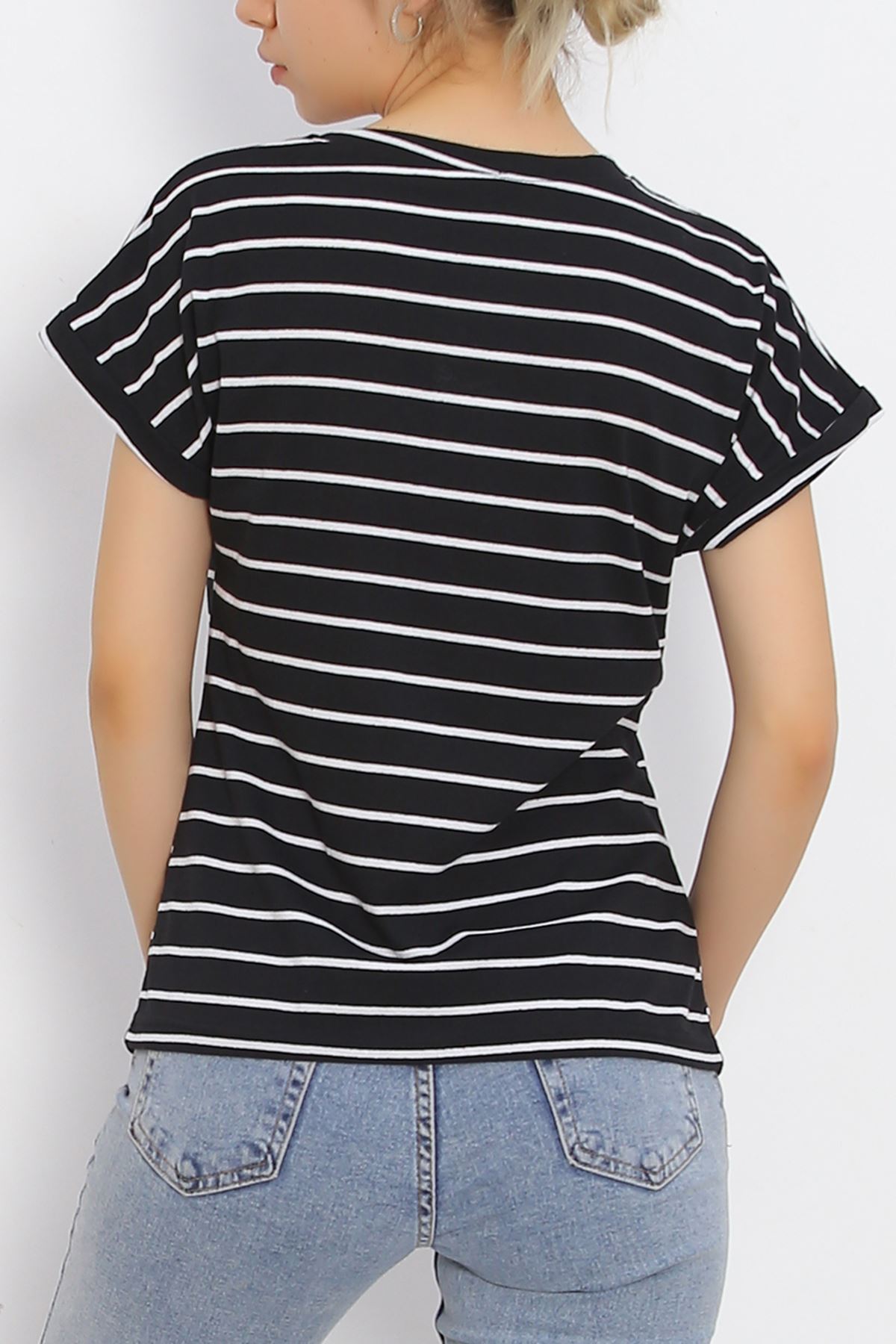 Single Jersey Striped Duplex T-Shirt Black - 15918.1567.