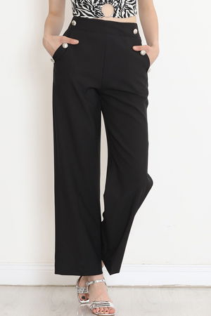 Button Detailed Palazzo Pants Black - 20742.683.