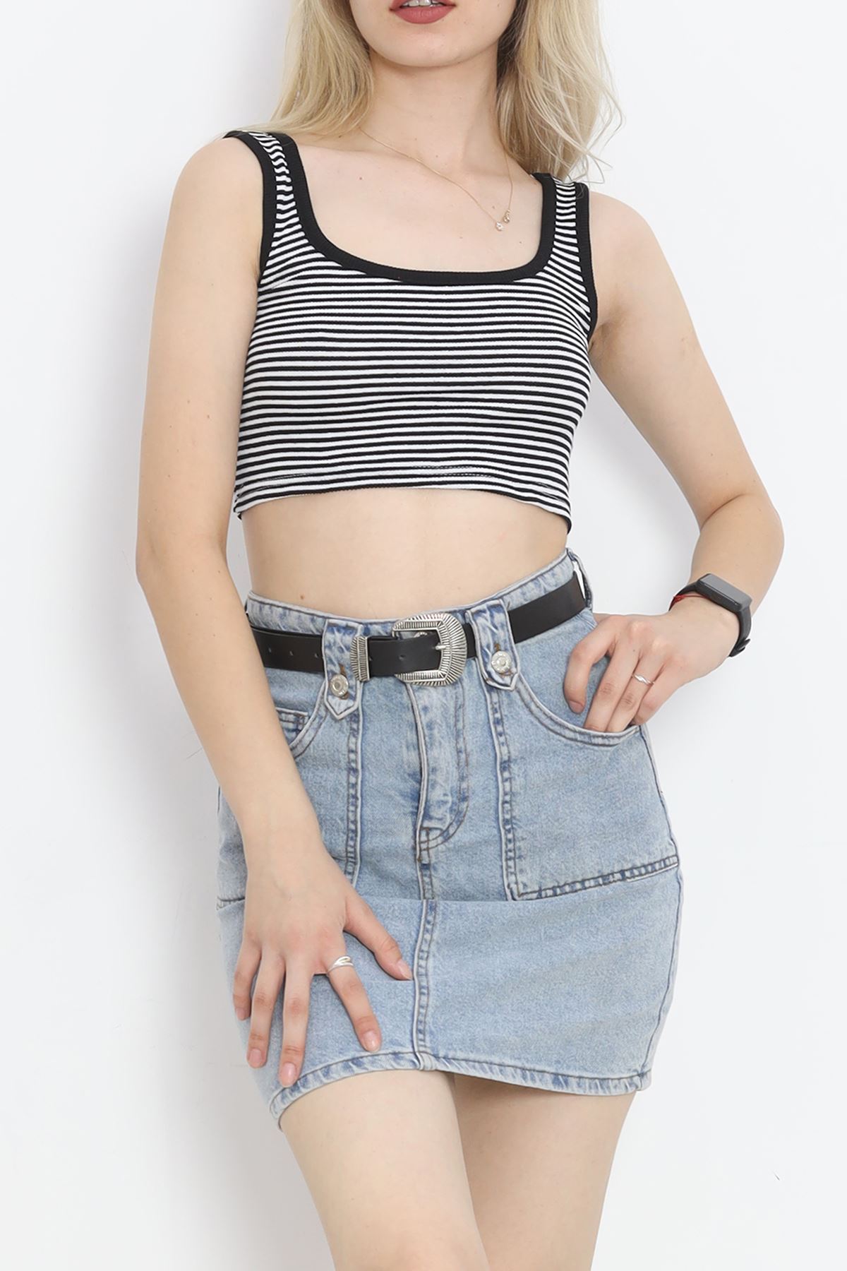 Thick Strap Crop Tank Black and White - 17398.1723.