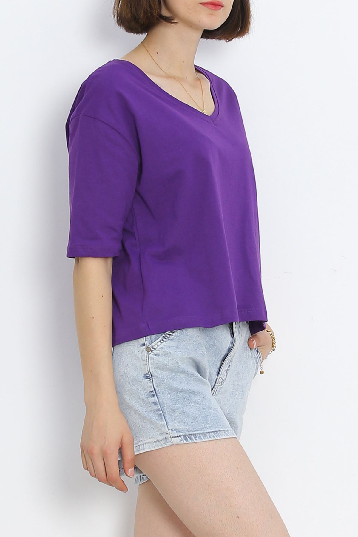 V-neck T-shirt Purple - 18912.1567.