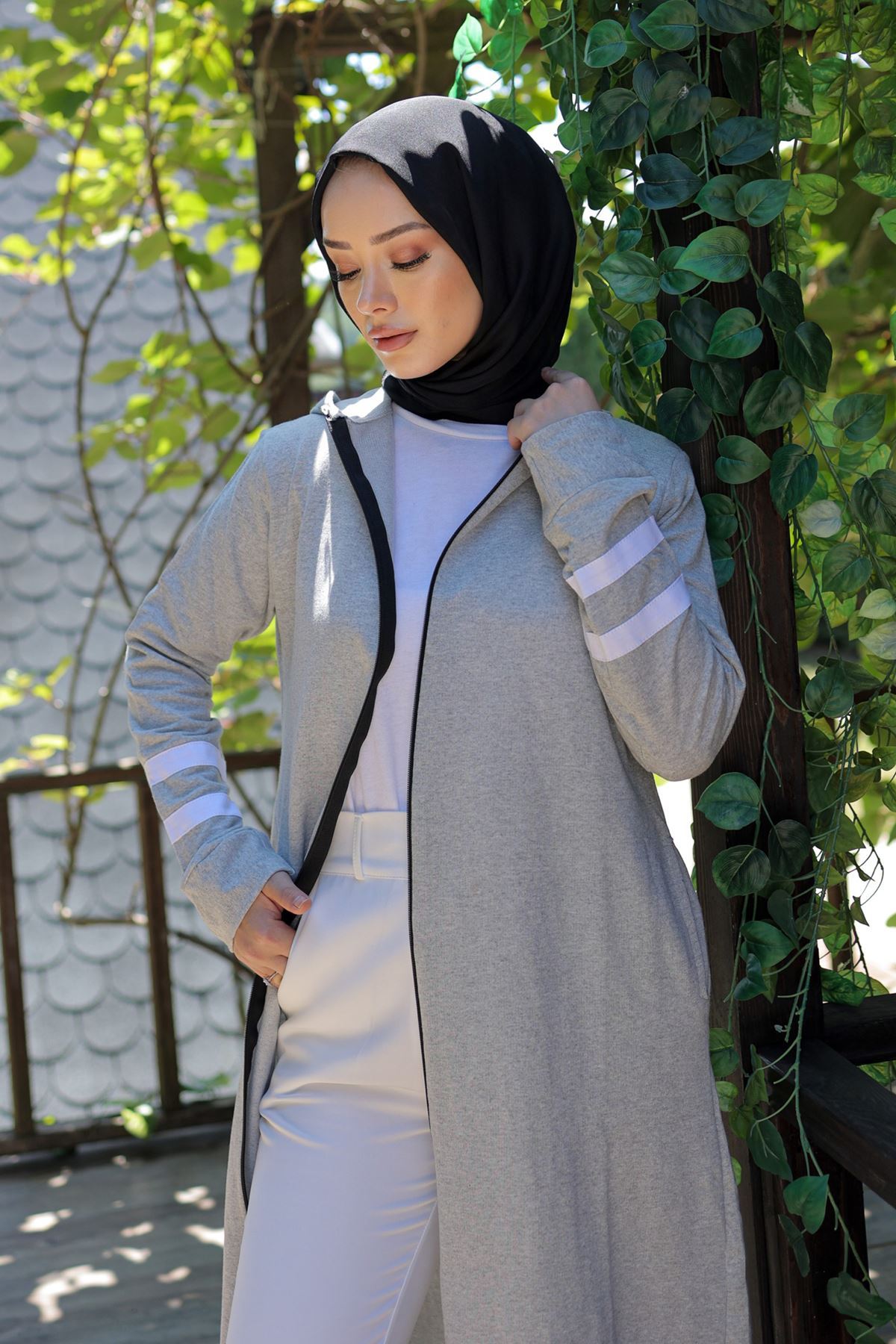 Zippered Abaya Gray - 20342.1778.