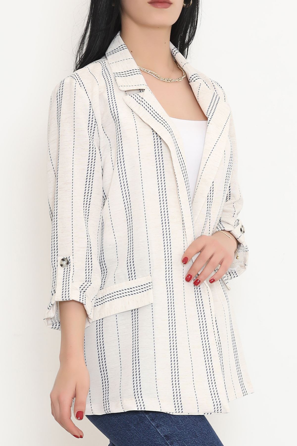 Linen Striped Jacket Ekrumavi - 1024.1247.