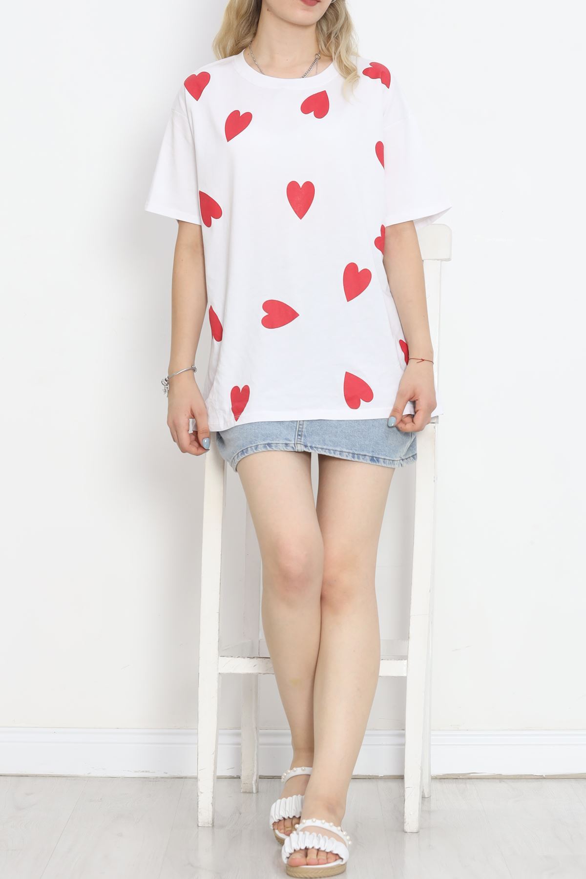 Heart Printed T-shirt White - 18861.1005.