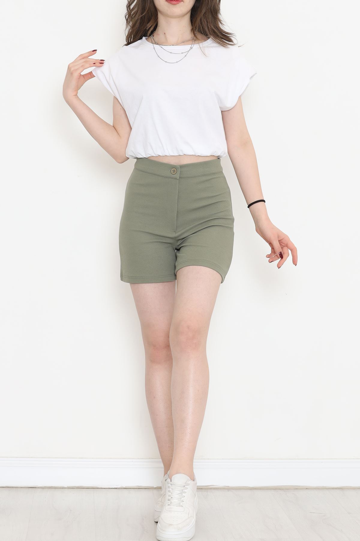 Crop T-shirt with Elastic Waist White - 16552.1567.