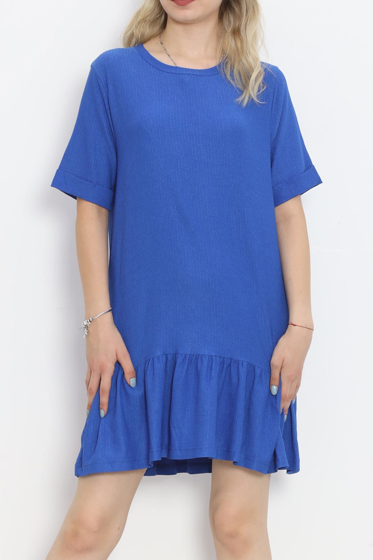 Short Sleeve Burümcük Dress Blue - 18877.1059.