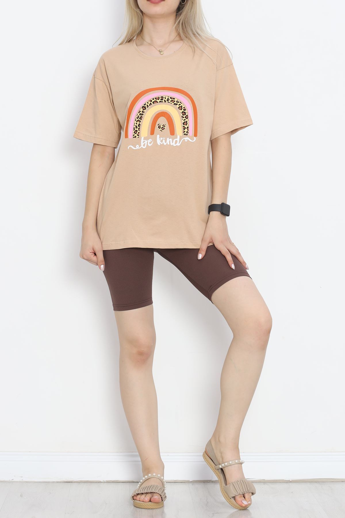 Printed Crew Neck T-shirt Mink - 16522.1567.