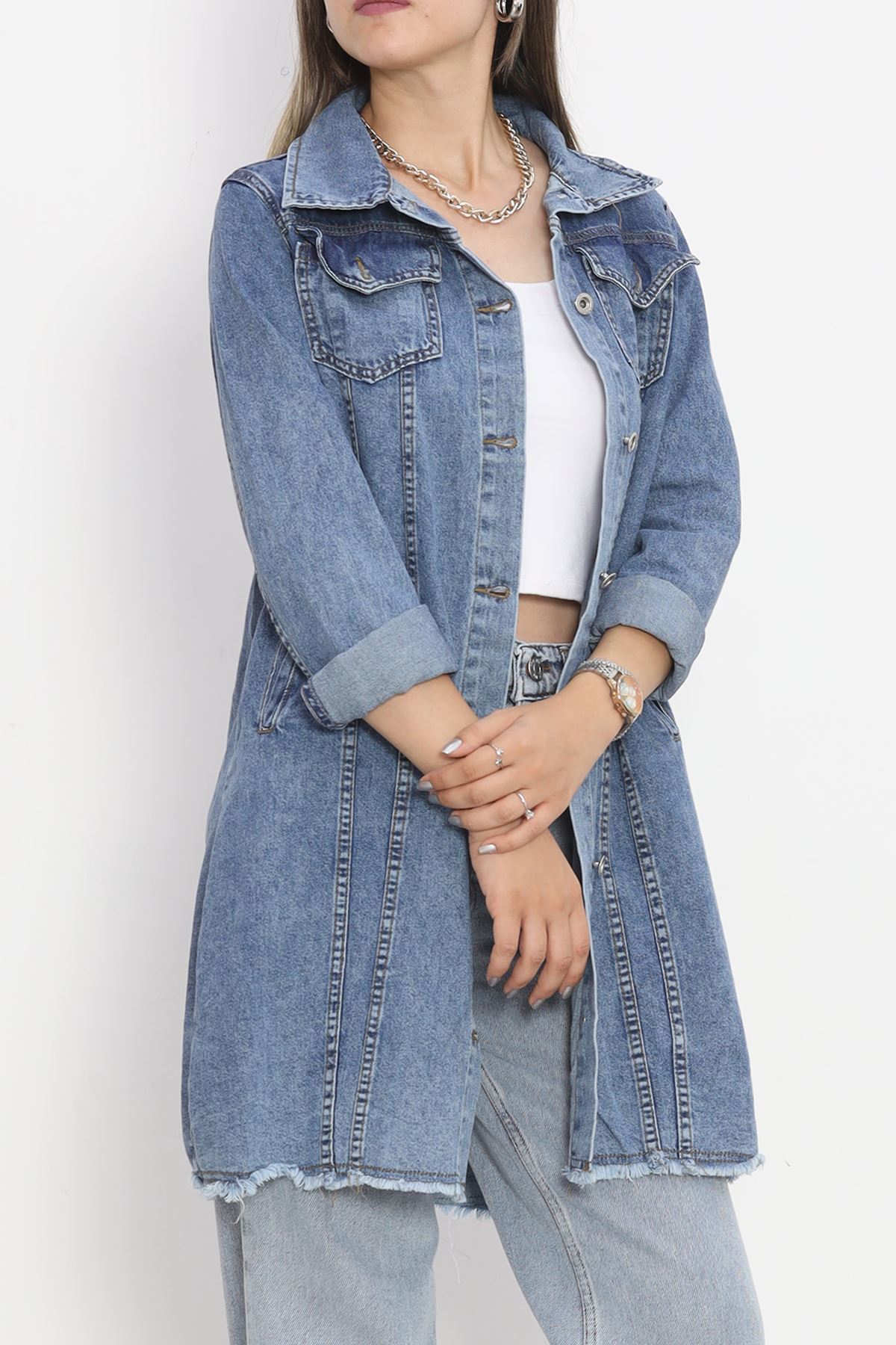 Long Denim Jacket Blue - 20369.1778.