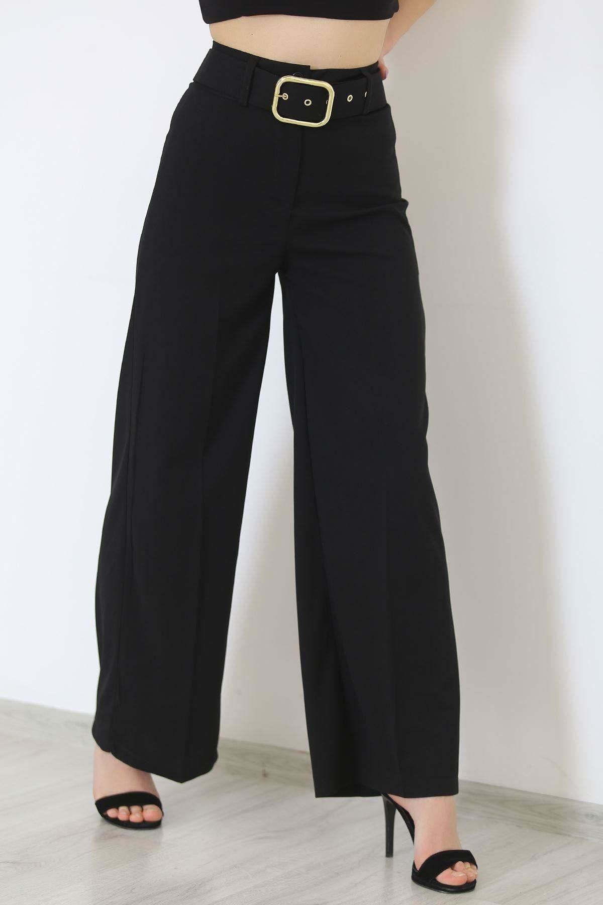 Belted Palazzo Pants Black - 24194.683.