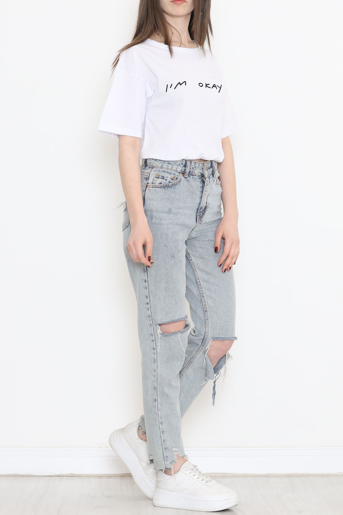 Crop T-shirt with Elastic Waist White - 16550.1567.