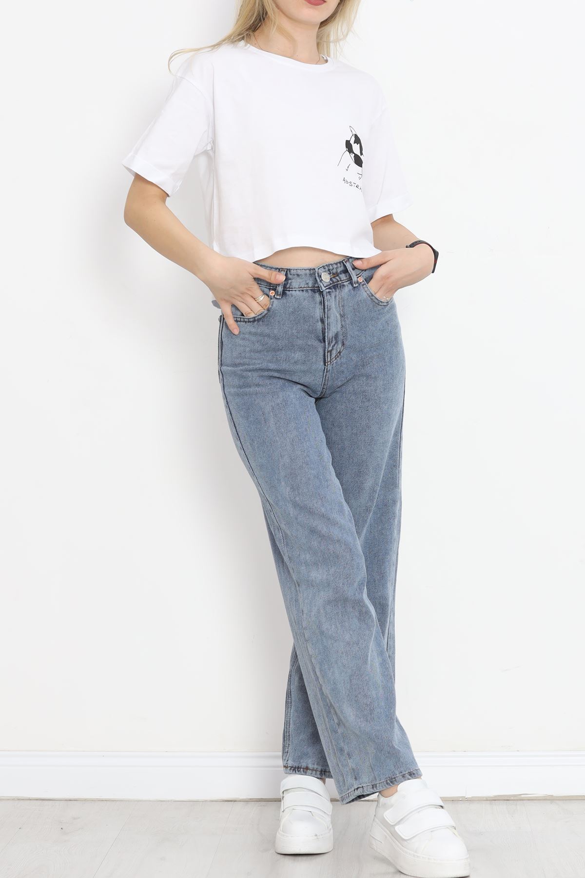 Printed Crop T-shirt White - 18668.1567.