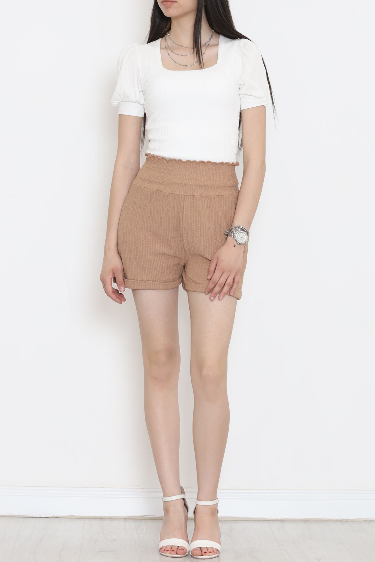 Elastic Waist Shorts Mink - 12594.631.