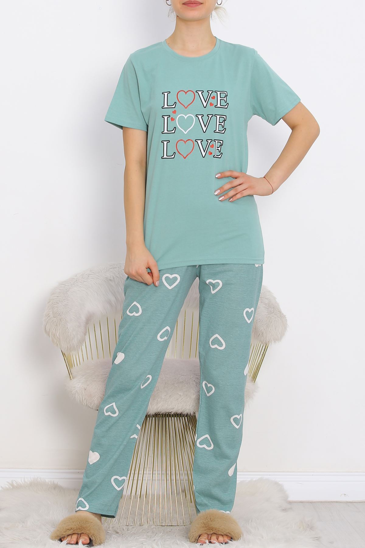 Patterned Pajama Set Mint - 18735.1567.