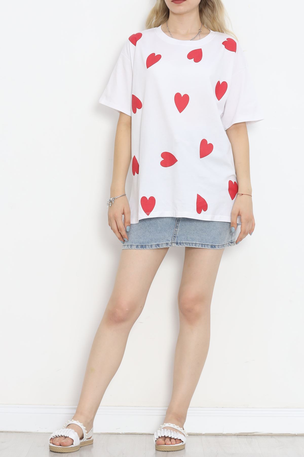 Heart Printed T-shirt White - 18861.1005.