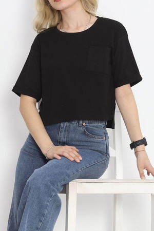 T-shirt with pocket and slit Black - 41008.1567.