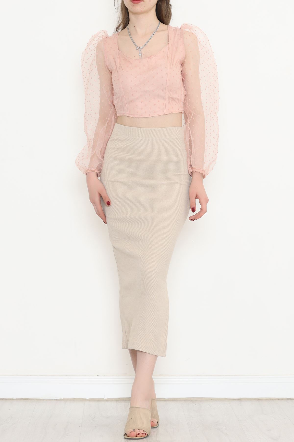 Camisole Skirt with Slits Milky-coffee - 108001.1567.