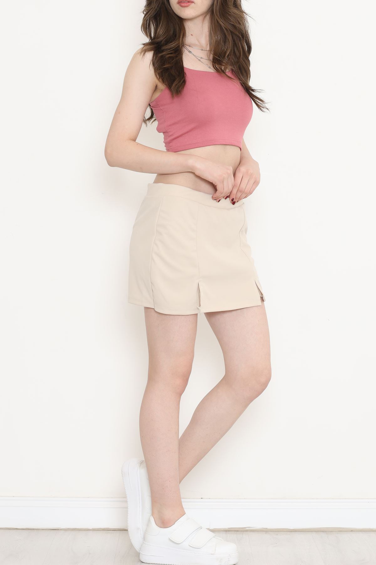 Scuba Fabric Shorts Skirt Beige - 16434.1778.