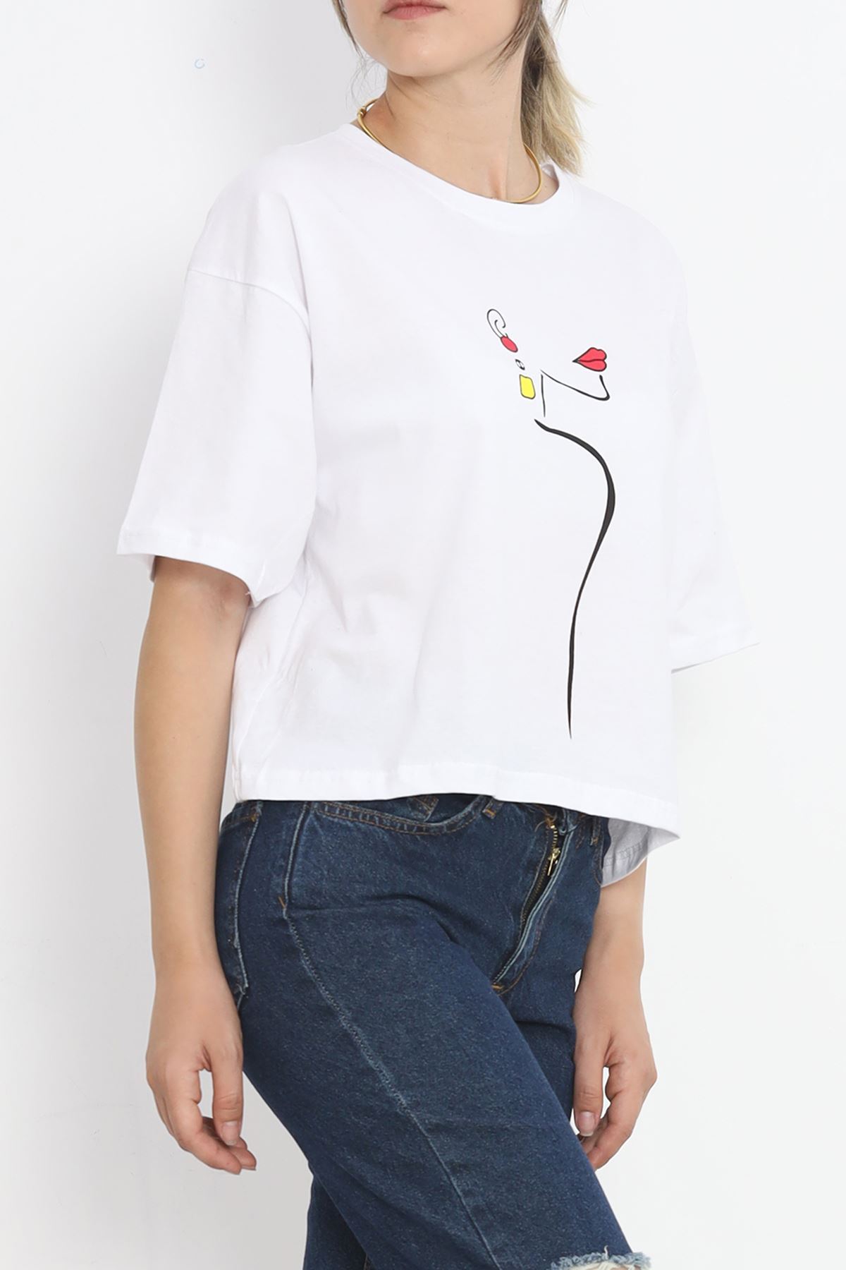 Printed Crop T-shirt White - 16486.1567.