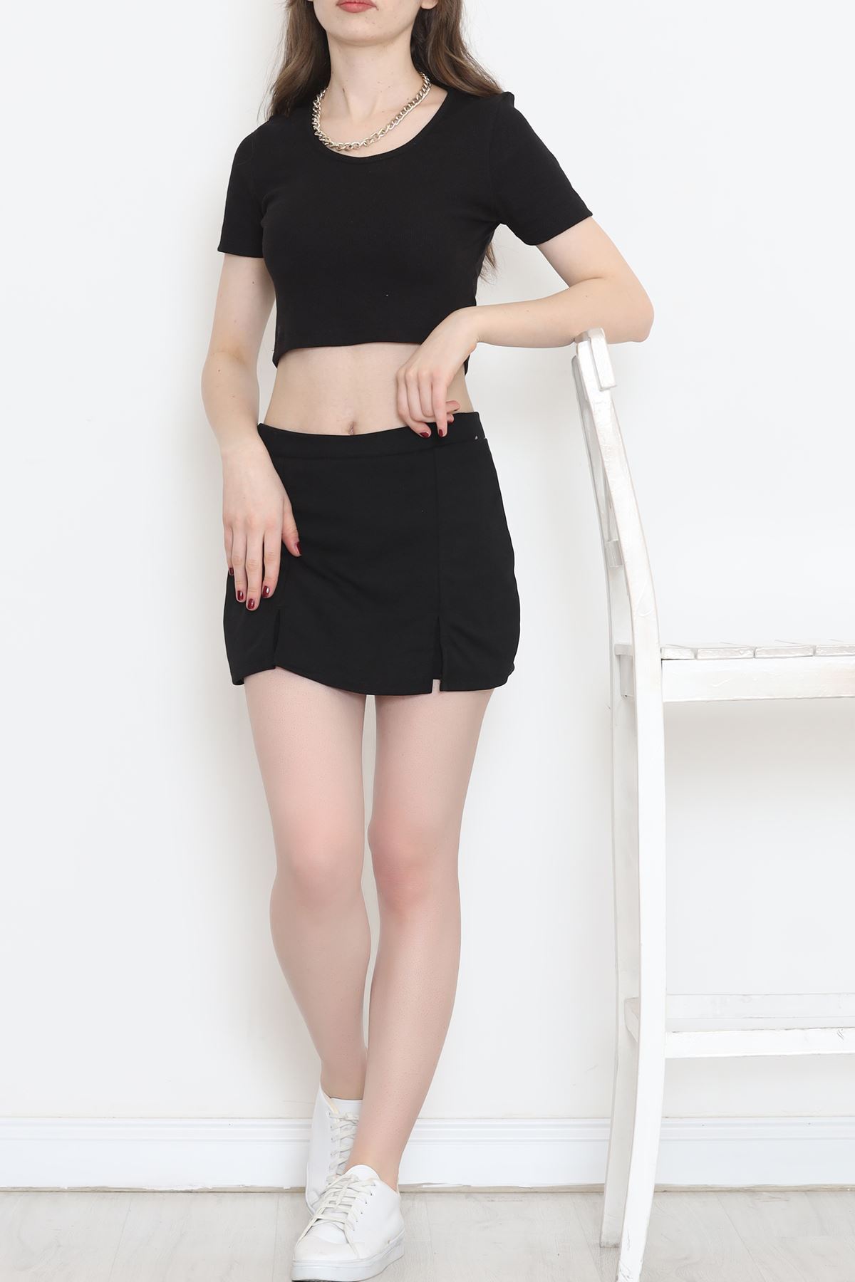 Scuba Fabric Shorts Skirt Black - 16434.1778.