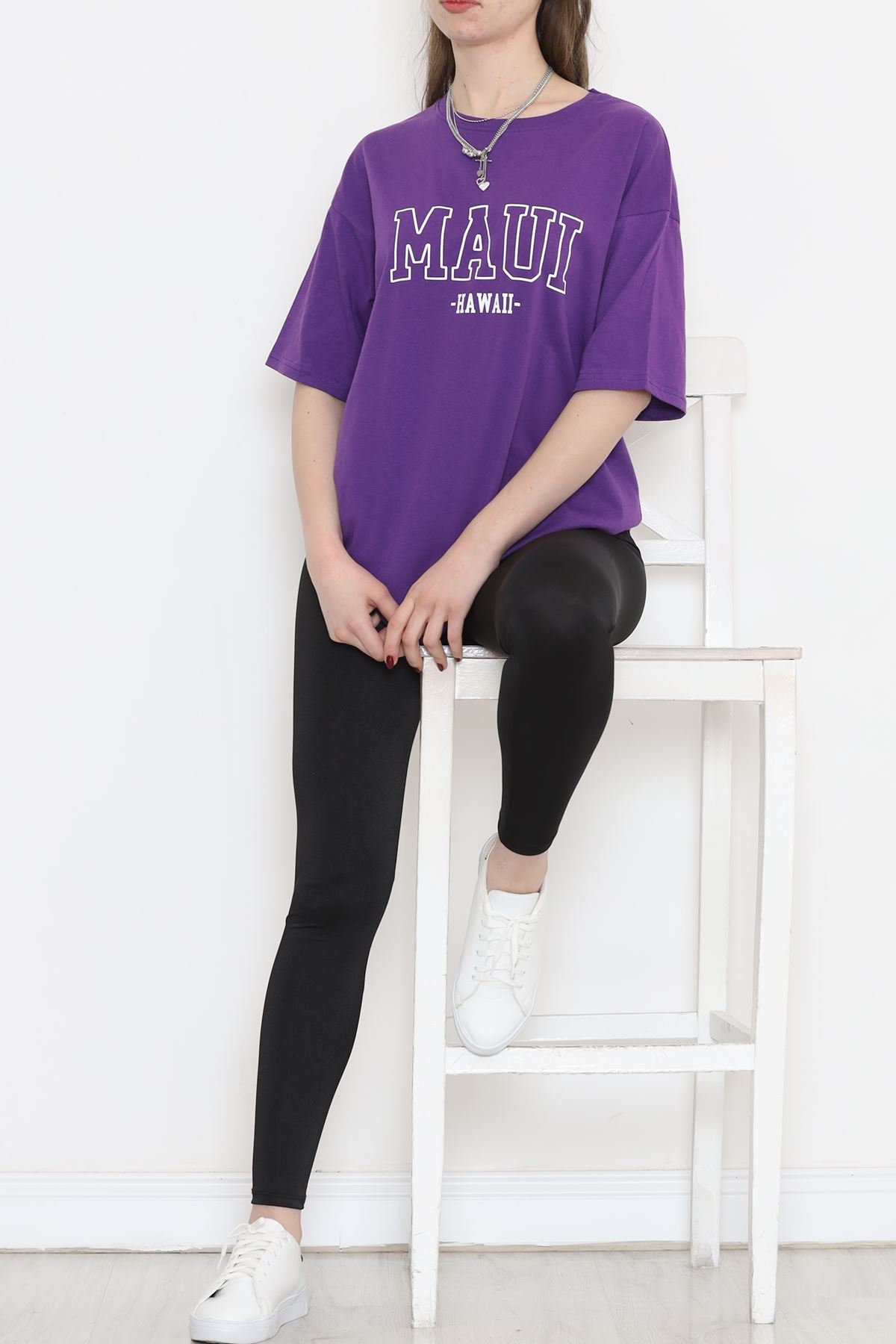 Printed Crew Neck T-shirt Purple - 16513.1567.