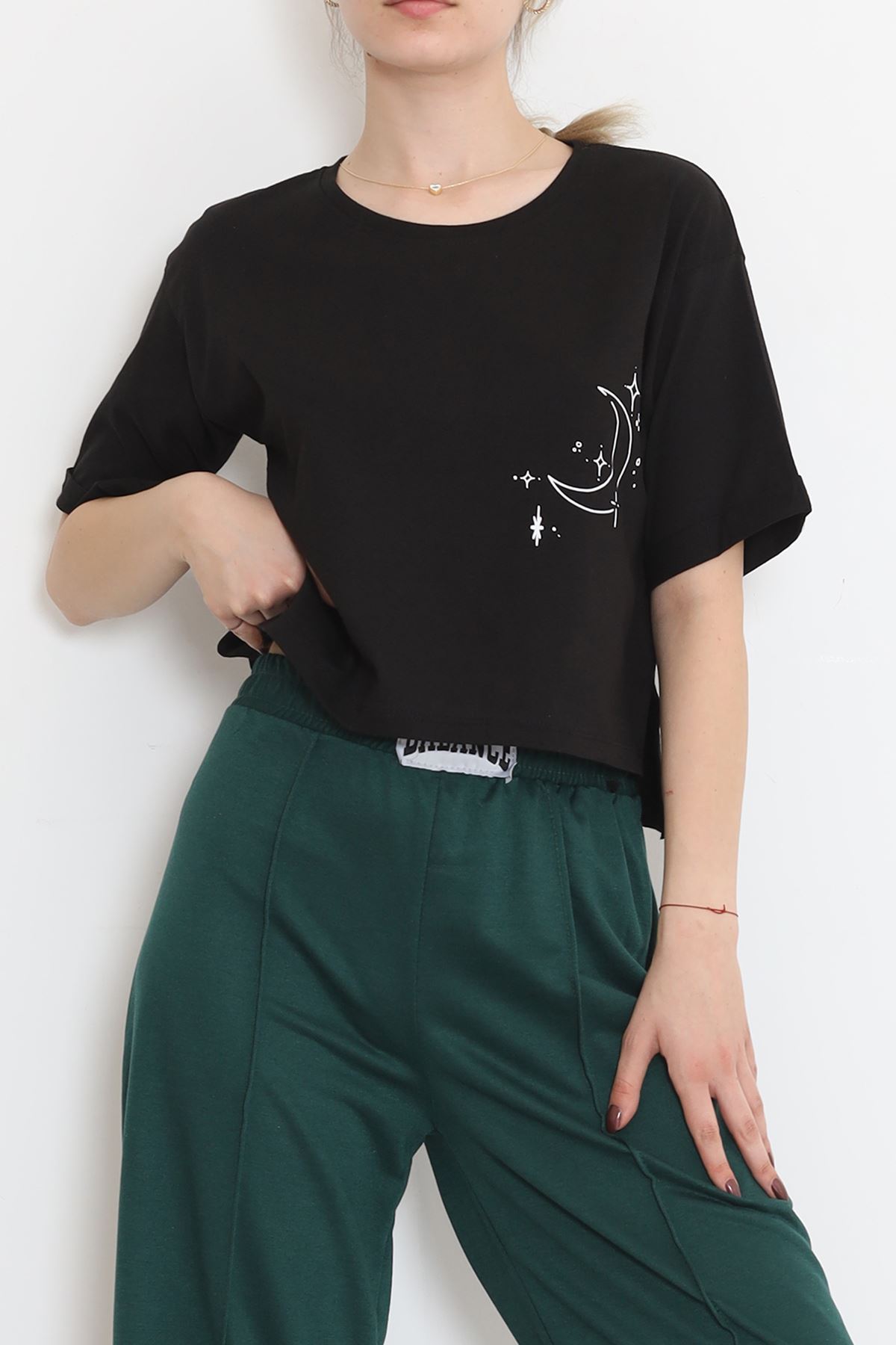 Printed Crop T-shirt Black - 18667.1567.