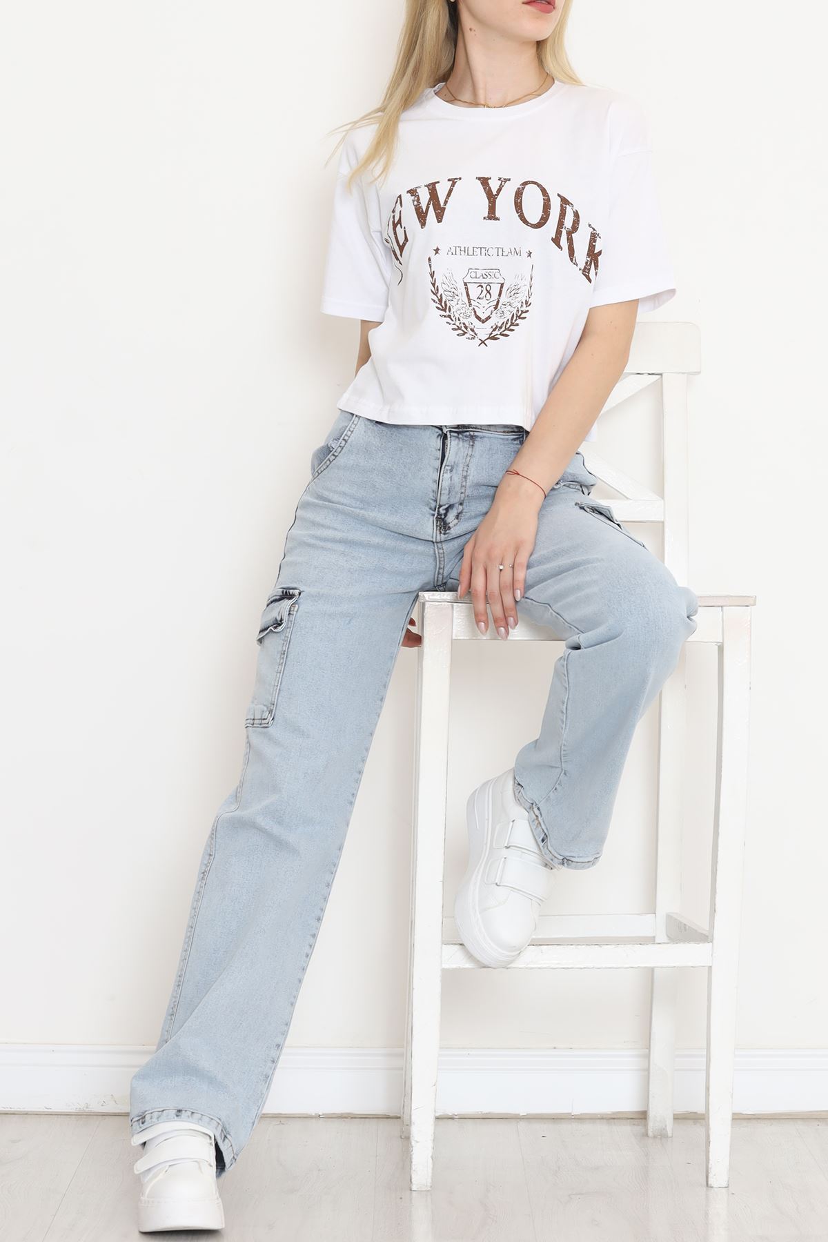 Printed Crop T-shirt White - 16471.1567.