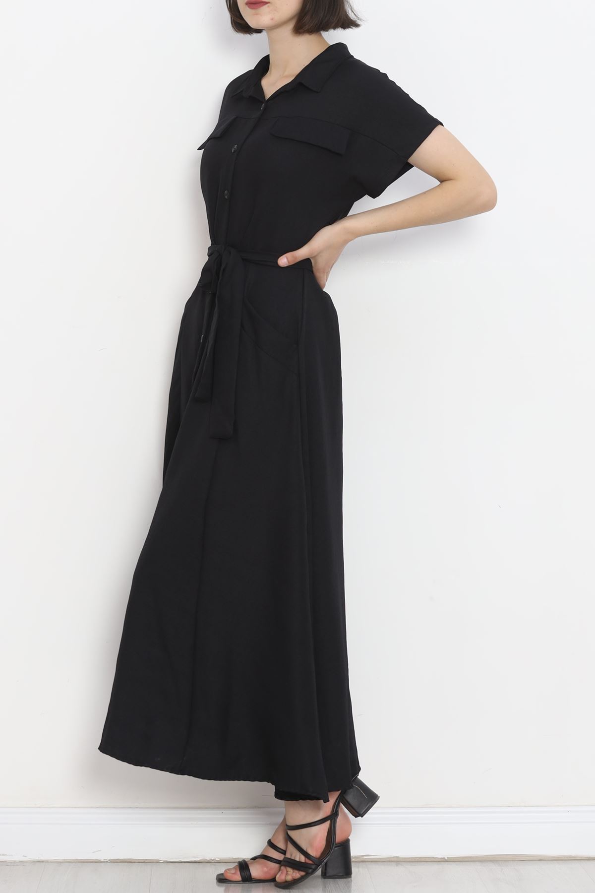 Pocket Detail Belted Dress Black - 18674.1778.