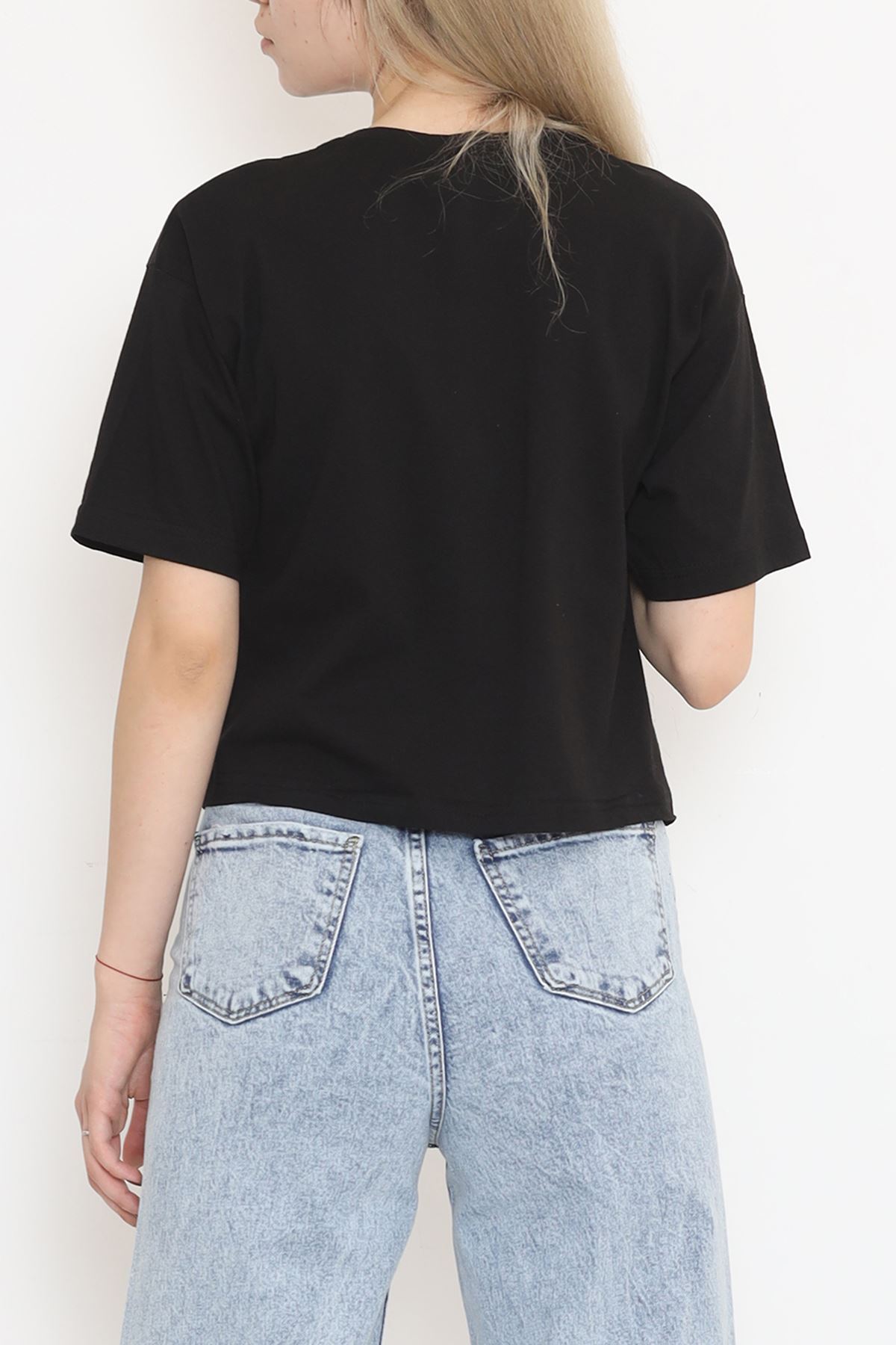 Printed Crop T-shirt Black - 16474.1567.