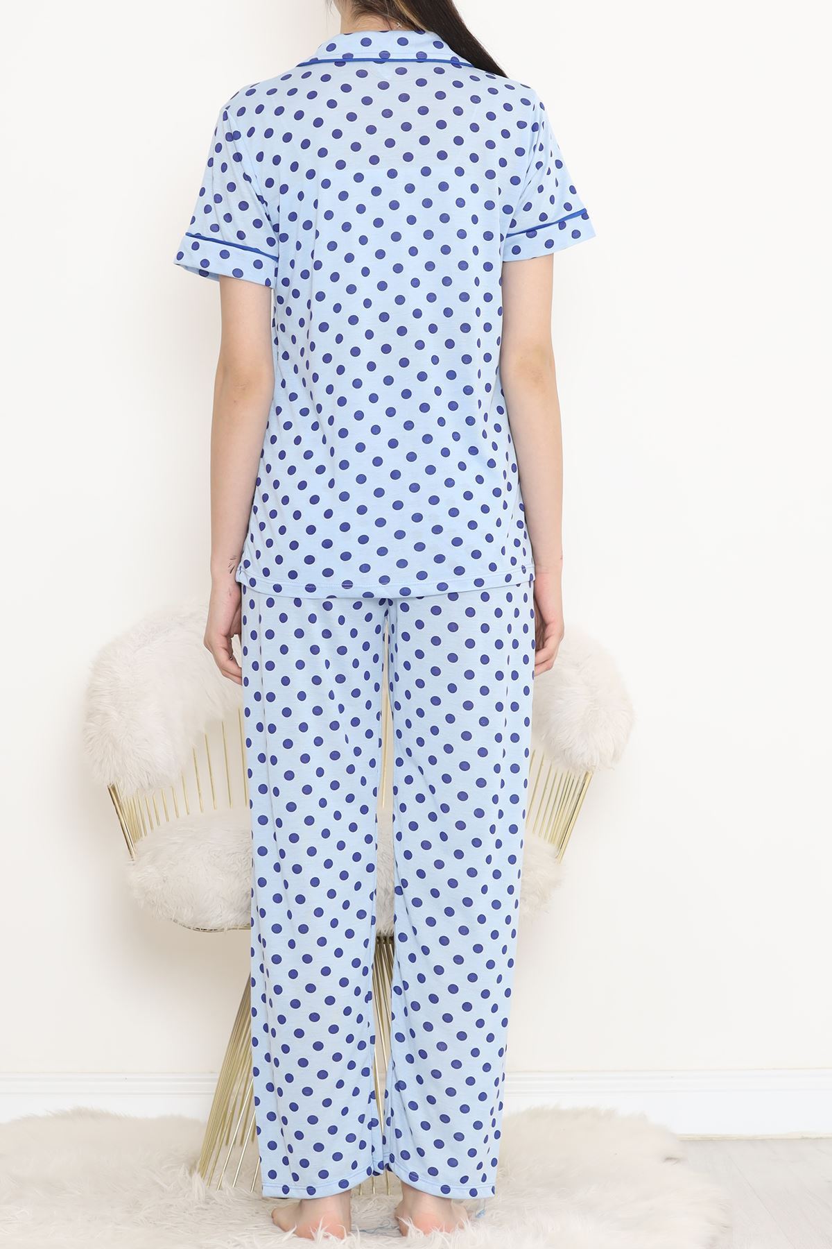 Polyviscose Interlock Short Sleeve Pajama Set Blue - 927.1287.