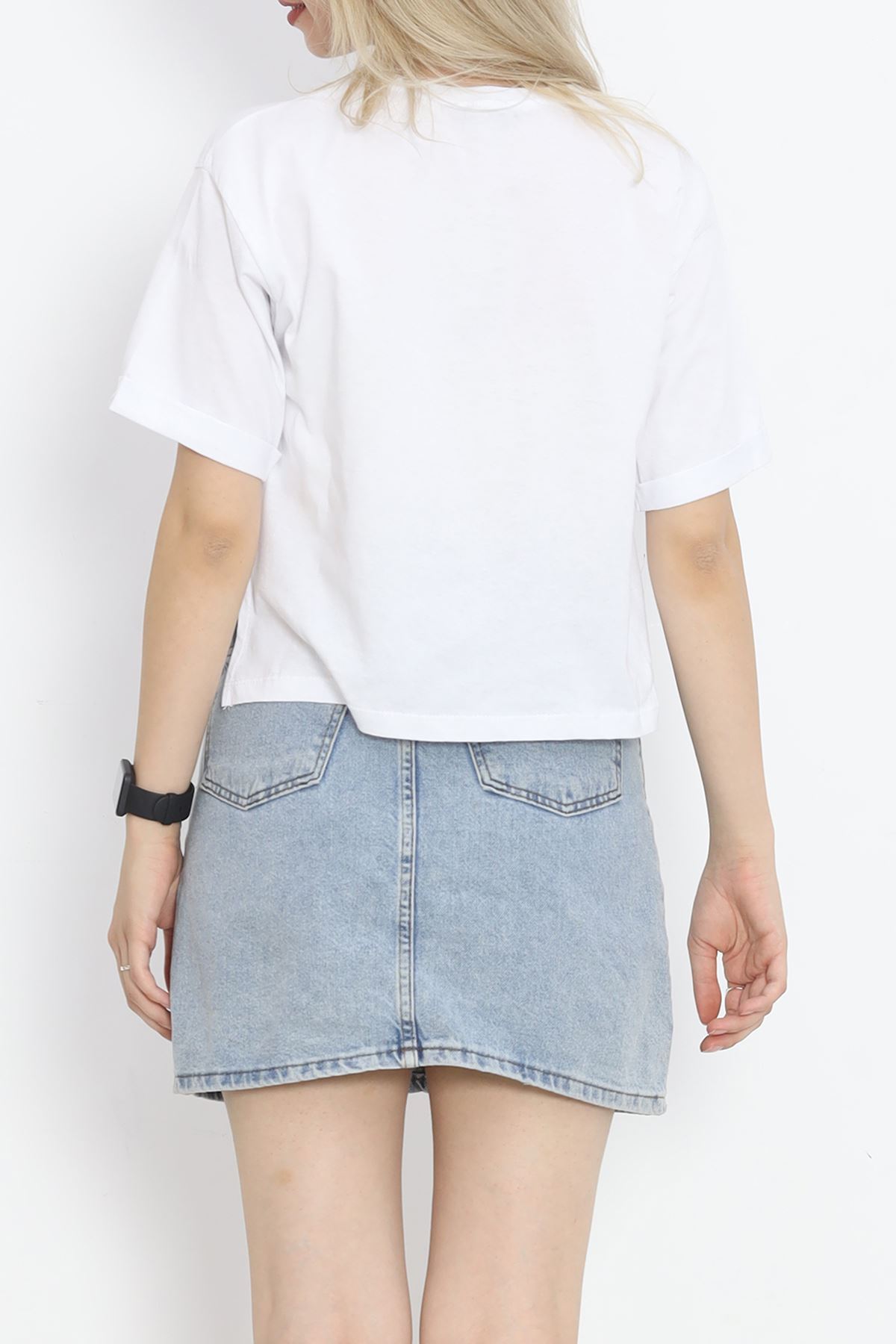 Printed Crop T-shirt White - 18667.1567.