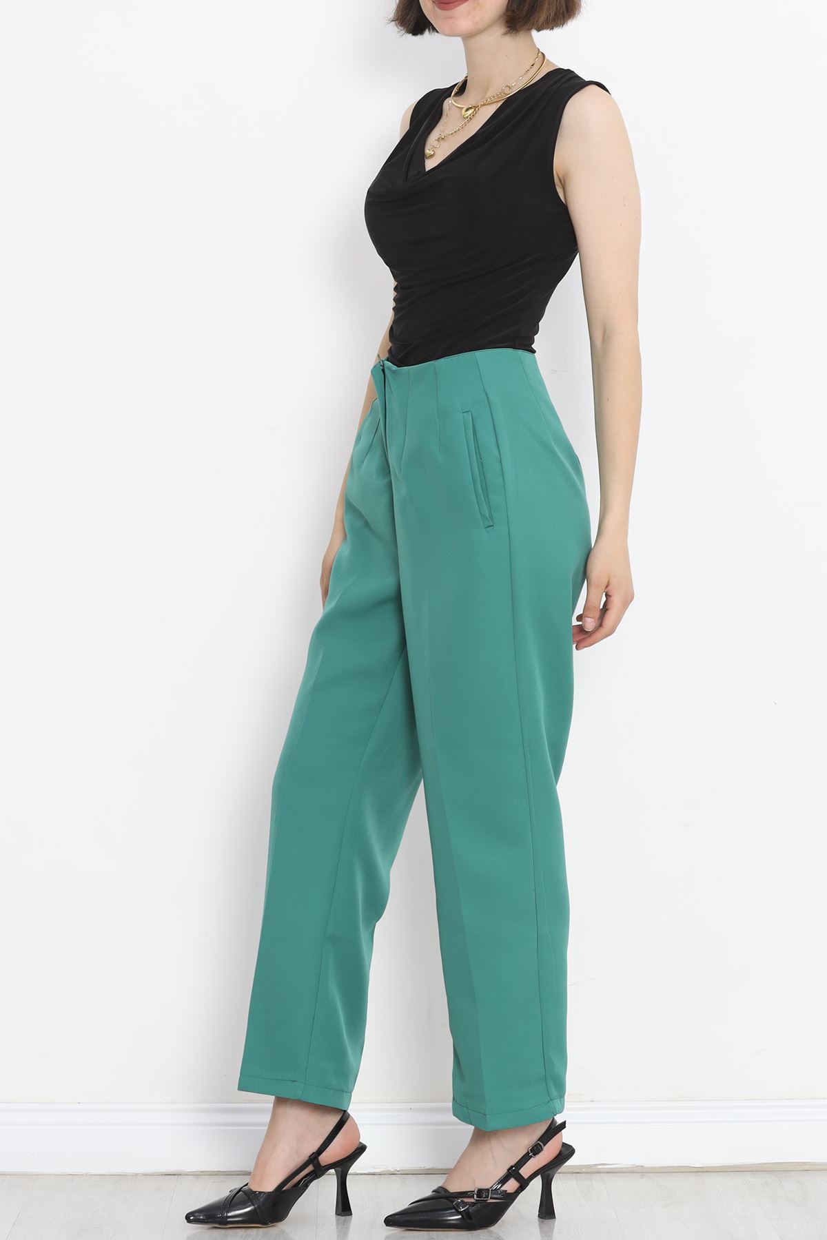 Pants with Waist Cuffs Dark Green - 20857.683.