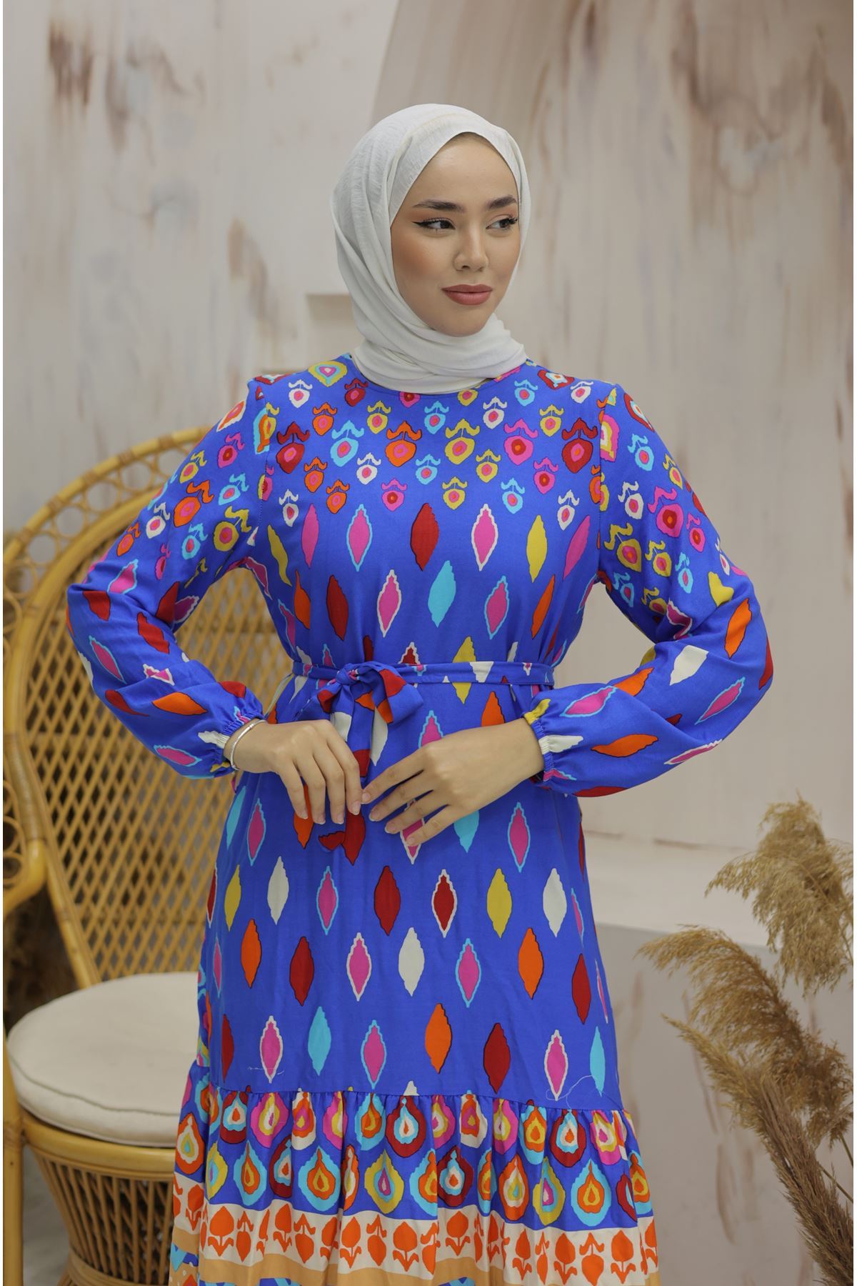 Coral Pattern Dress Blue - 20337.1778.