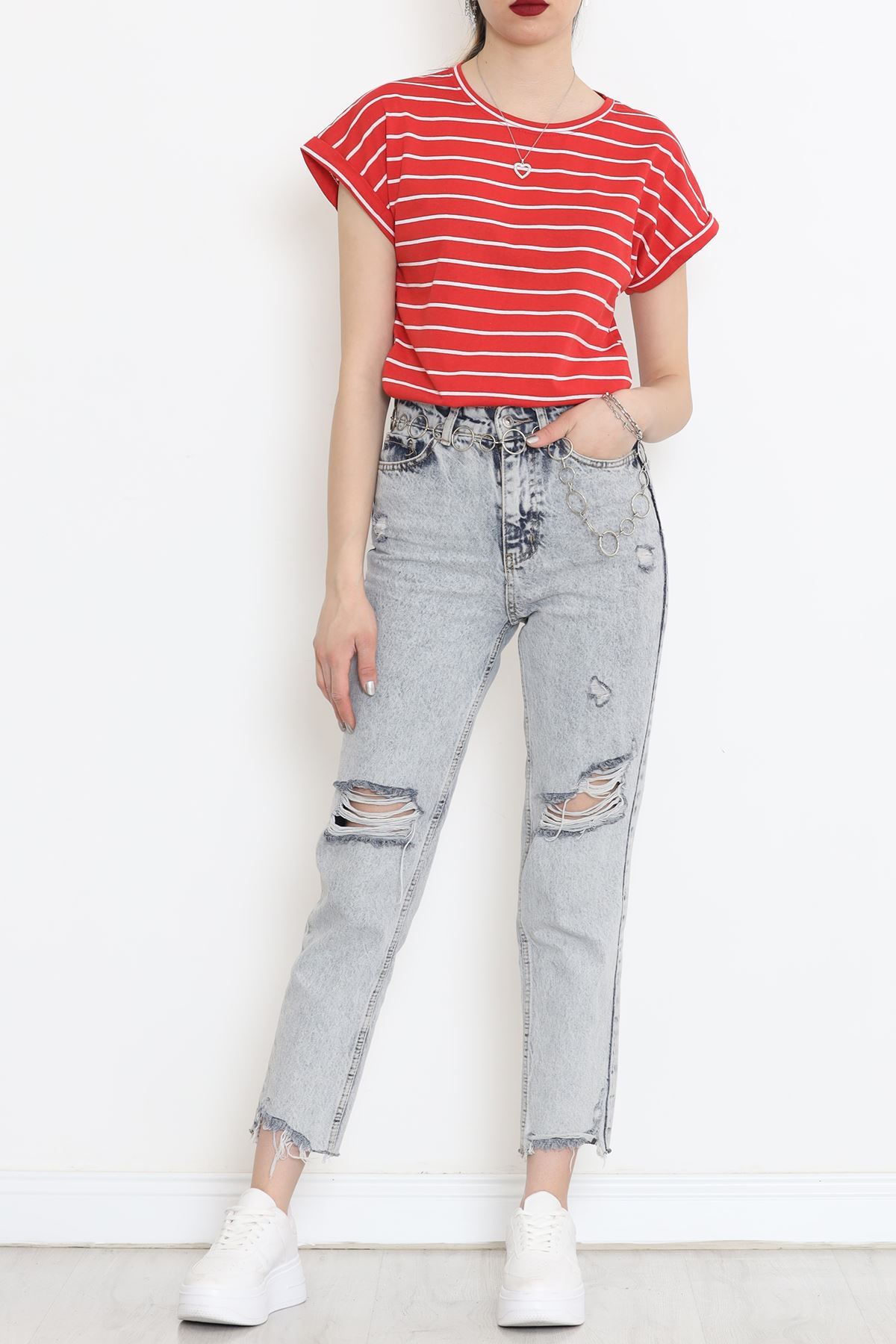 Single Jersey Striped Duplex T-Shirt Red - 15918.1567.