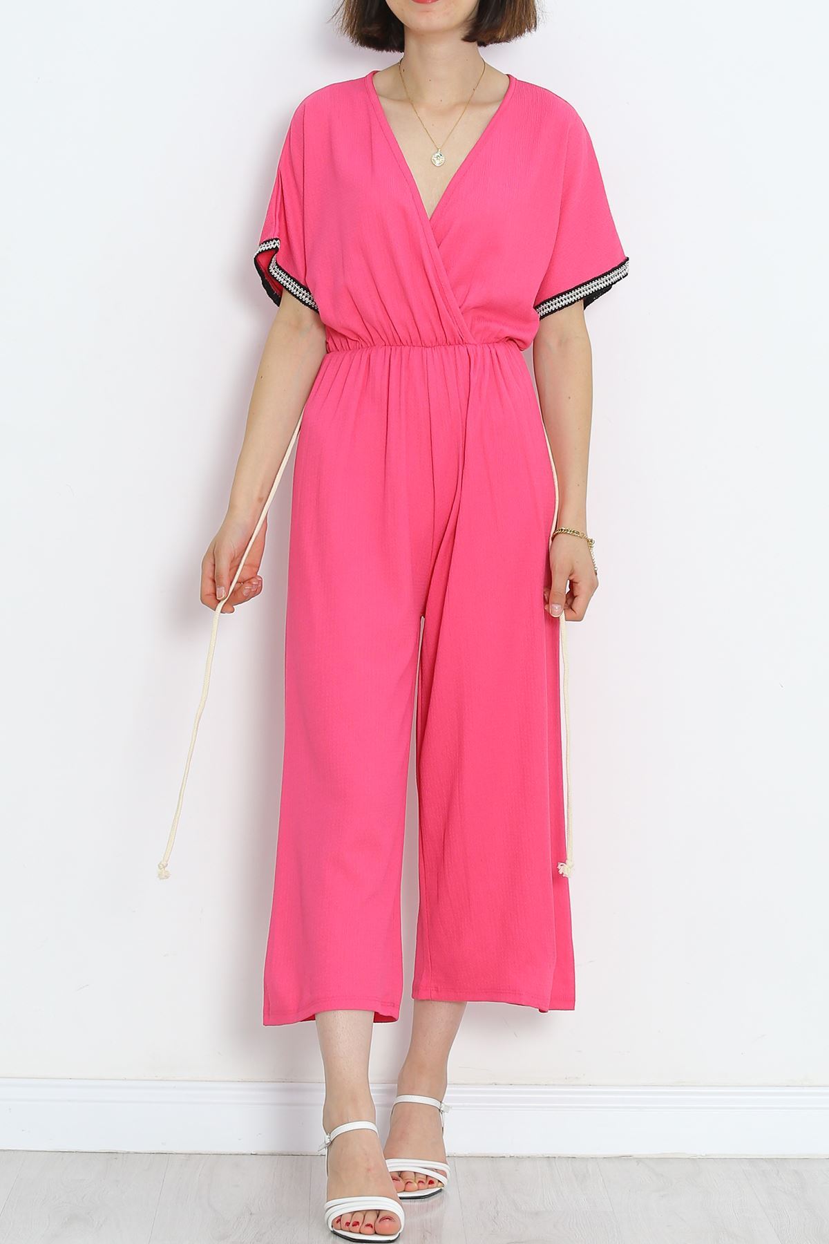 Knit Belt Burumcük Jumpsuit Fuchsia - 10007.1567.