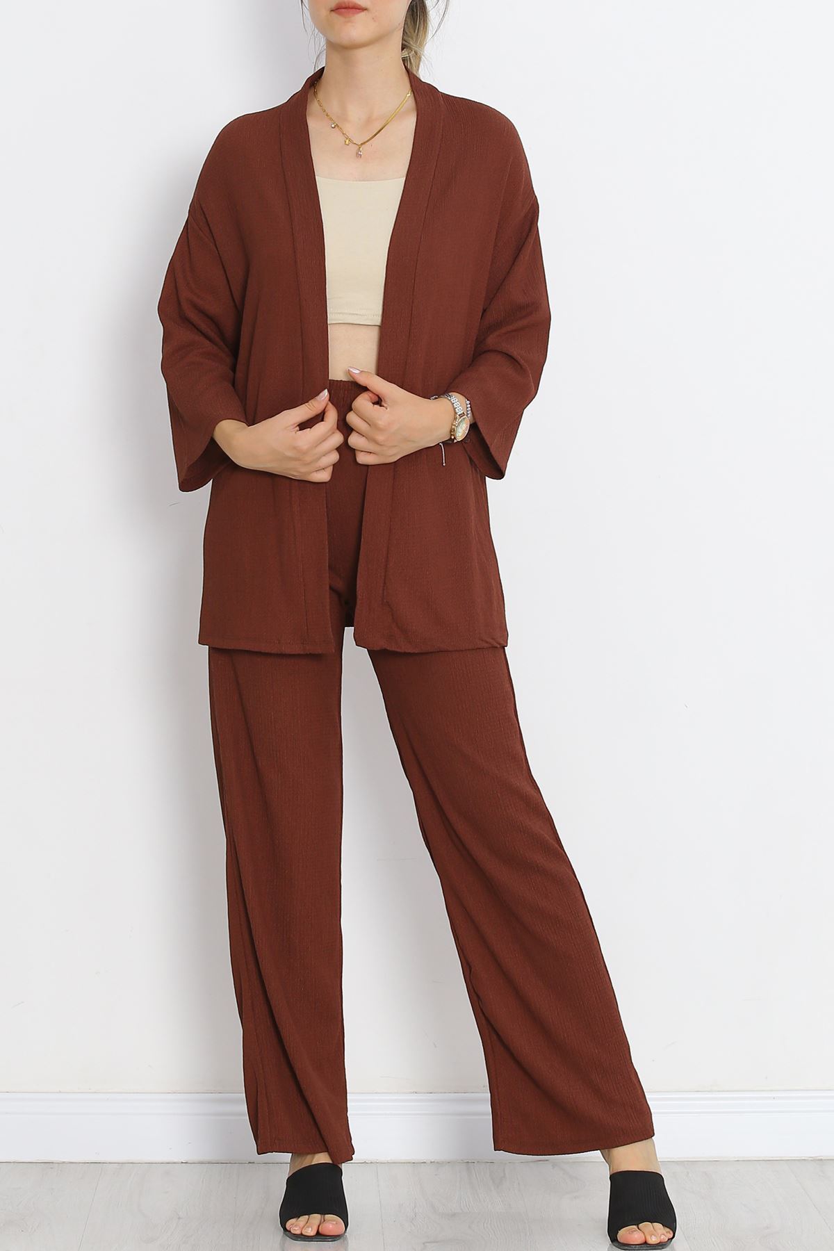 Long Kimono Suit Light Brown - 722.1247.